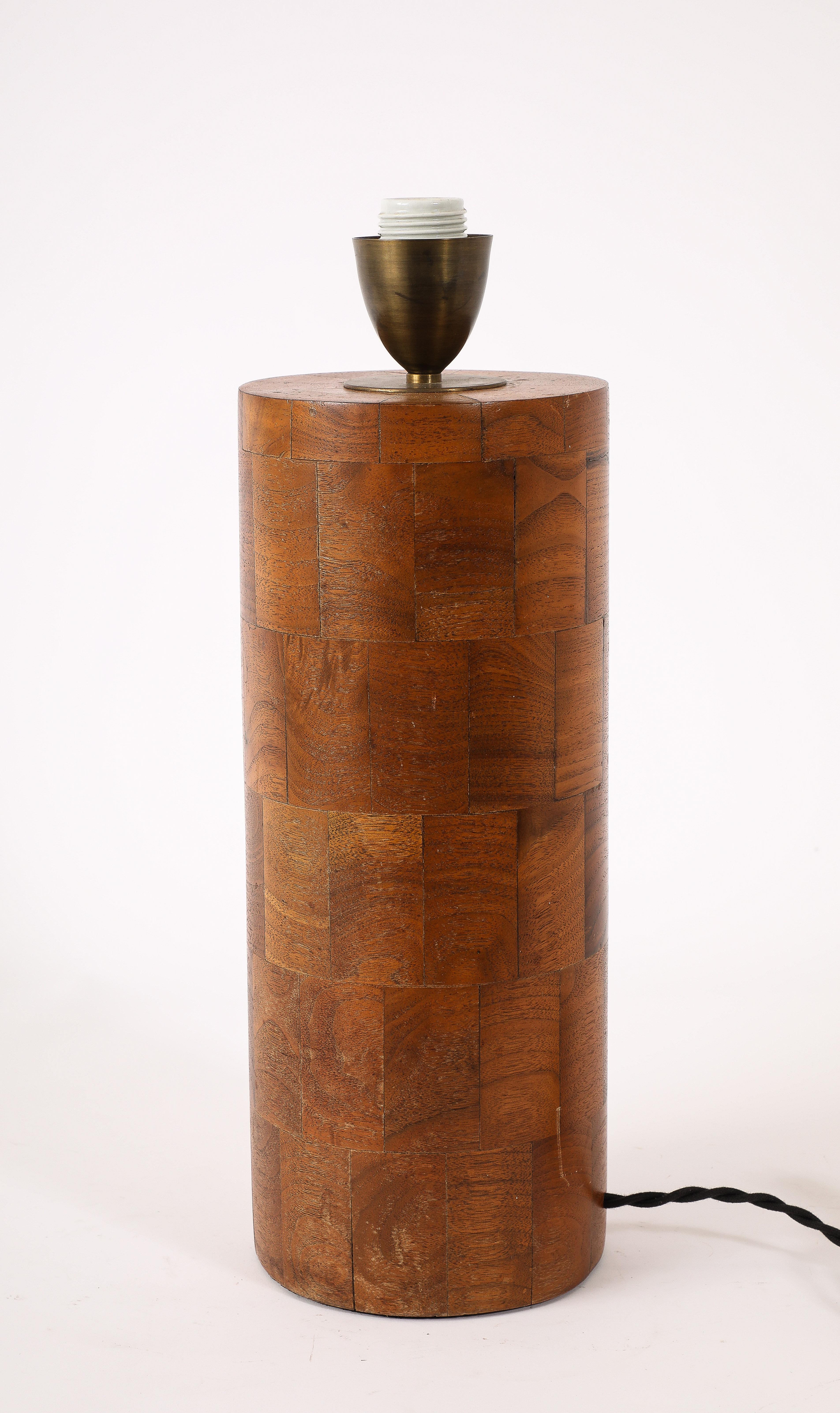 Large Walnut “blocks” Lamp, USA 1950's For Sale 2