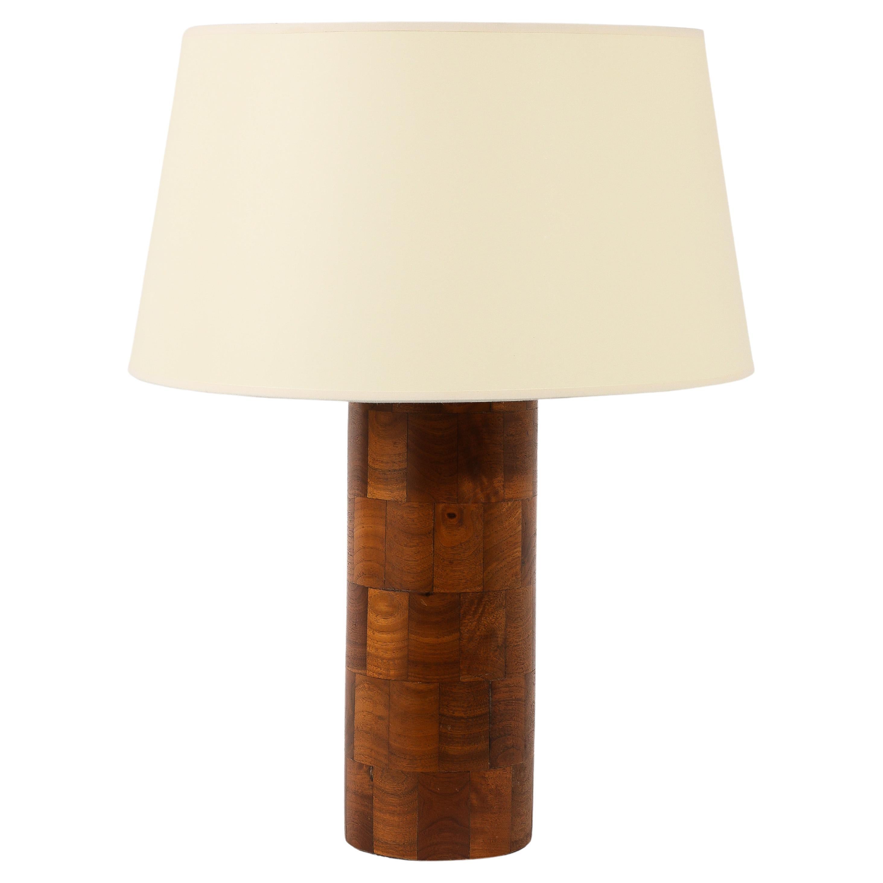 Large Walnut “blocks” Lamp, USA 1950's