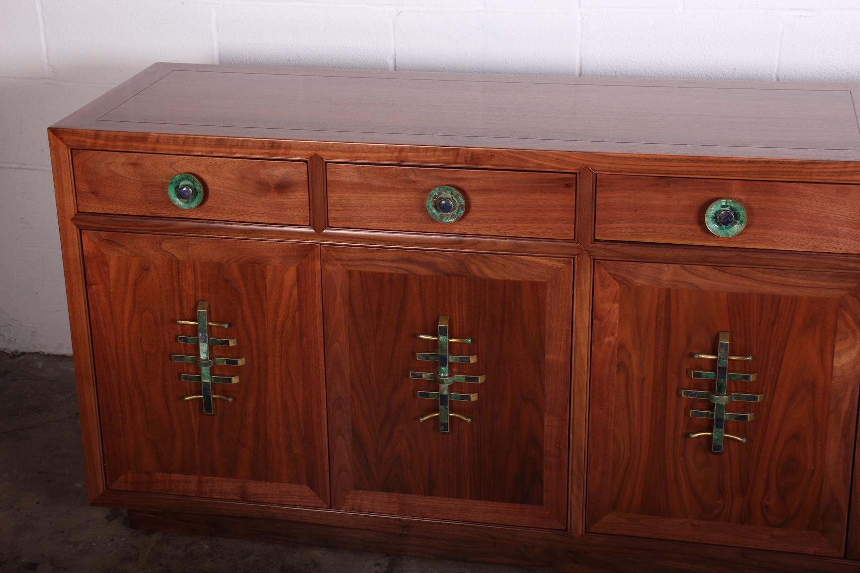 Mid-20th Century Large Walnut Cabinet with Los Castillo Hardware