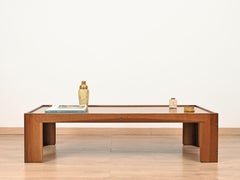 Grande tavolino in noce di Afra & Tobia Scarpa per Cassina, Italia, anni '60