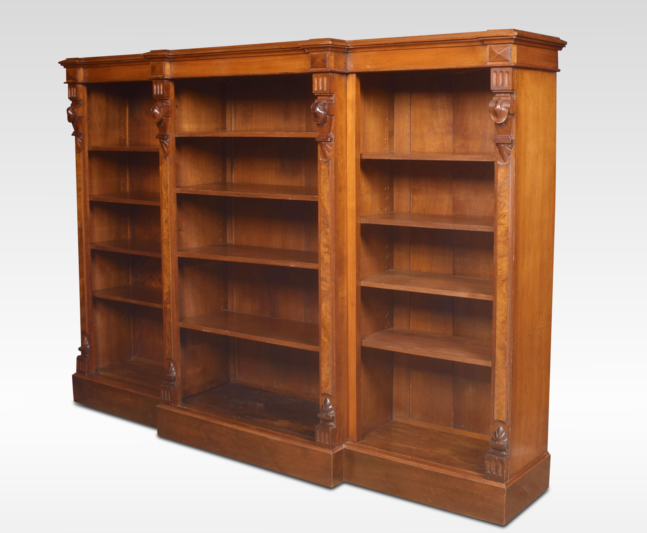 Large Walnut Dwarf Open Bookcase In Good Condition In Cheshire, GB