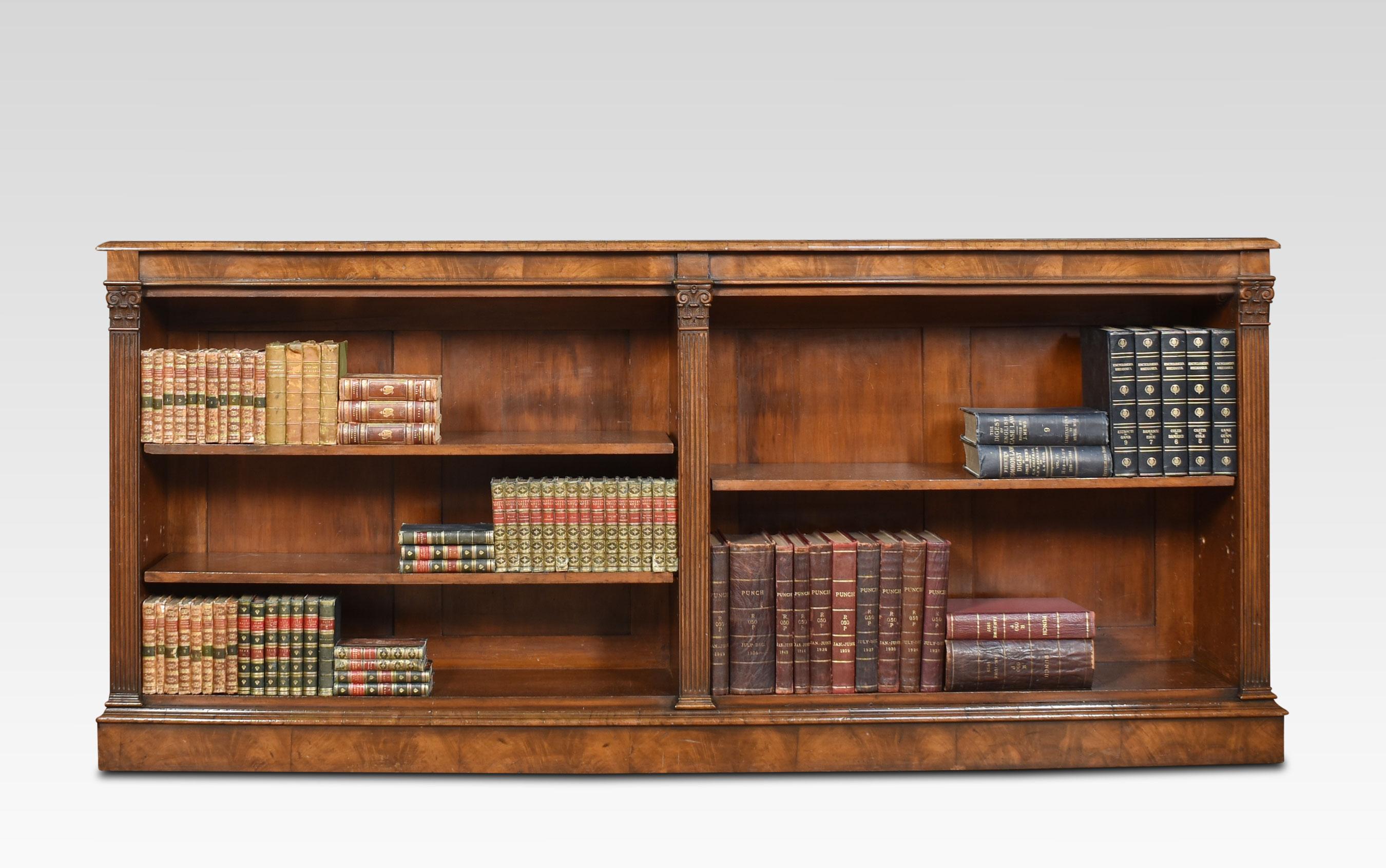 Large Walnut Dwarf Open Bookcase In Good Condition In Cheshire, GB
