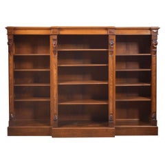 Large Walnut Dwarf Open Bookcase