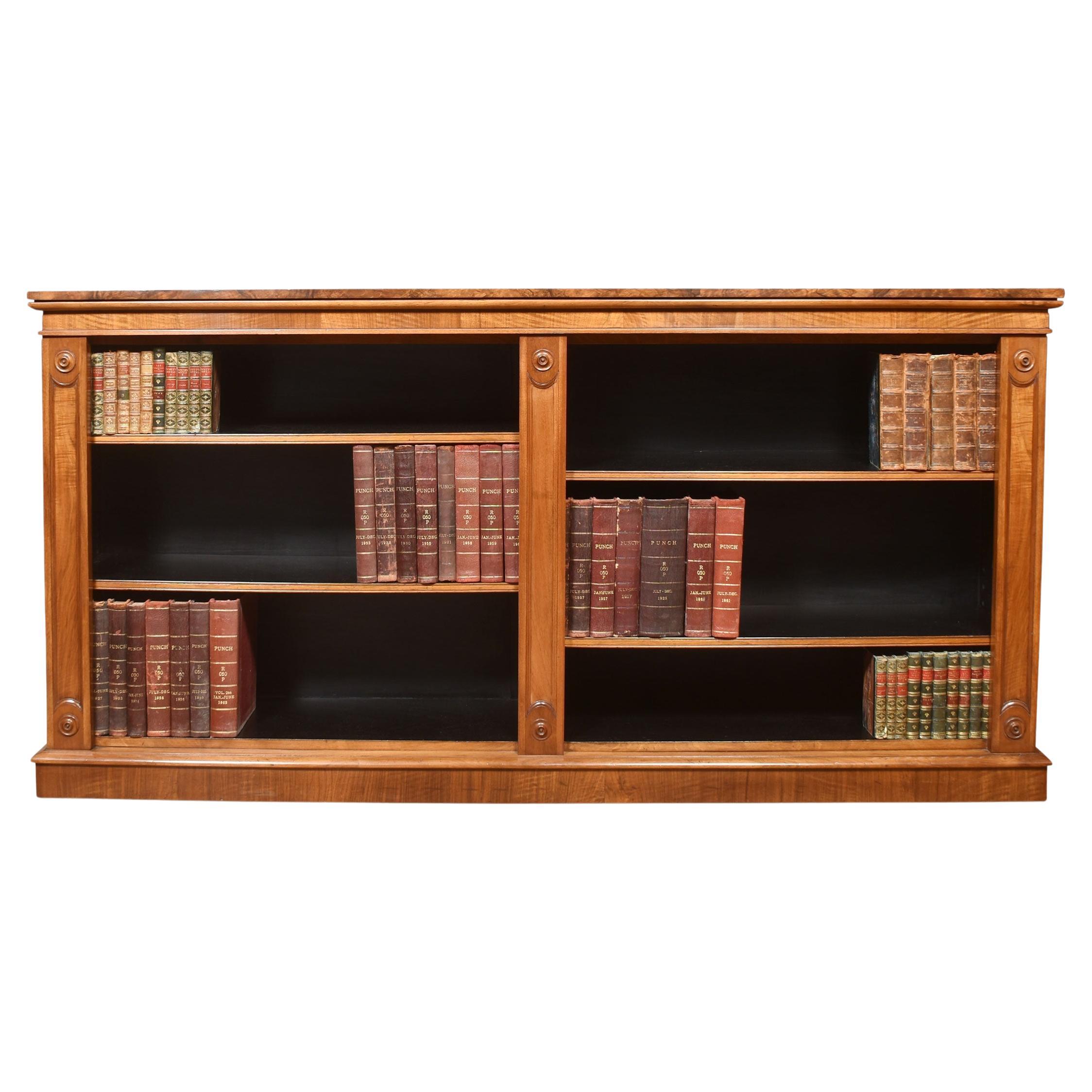 Pair of Tall Walnut Narrow Open Bookcases at 1stDibs