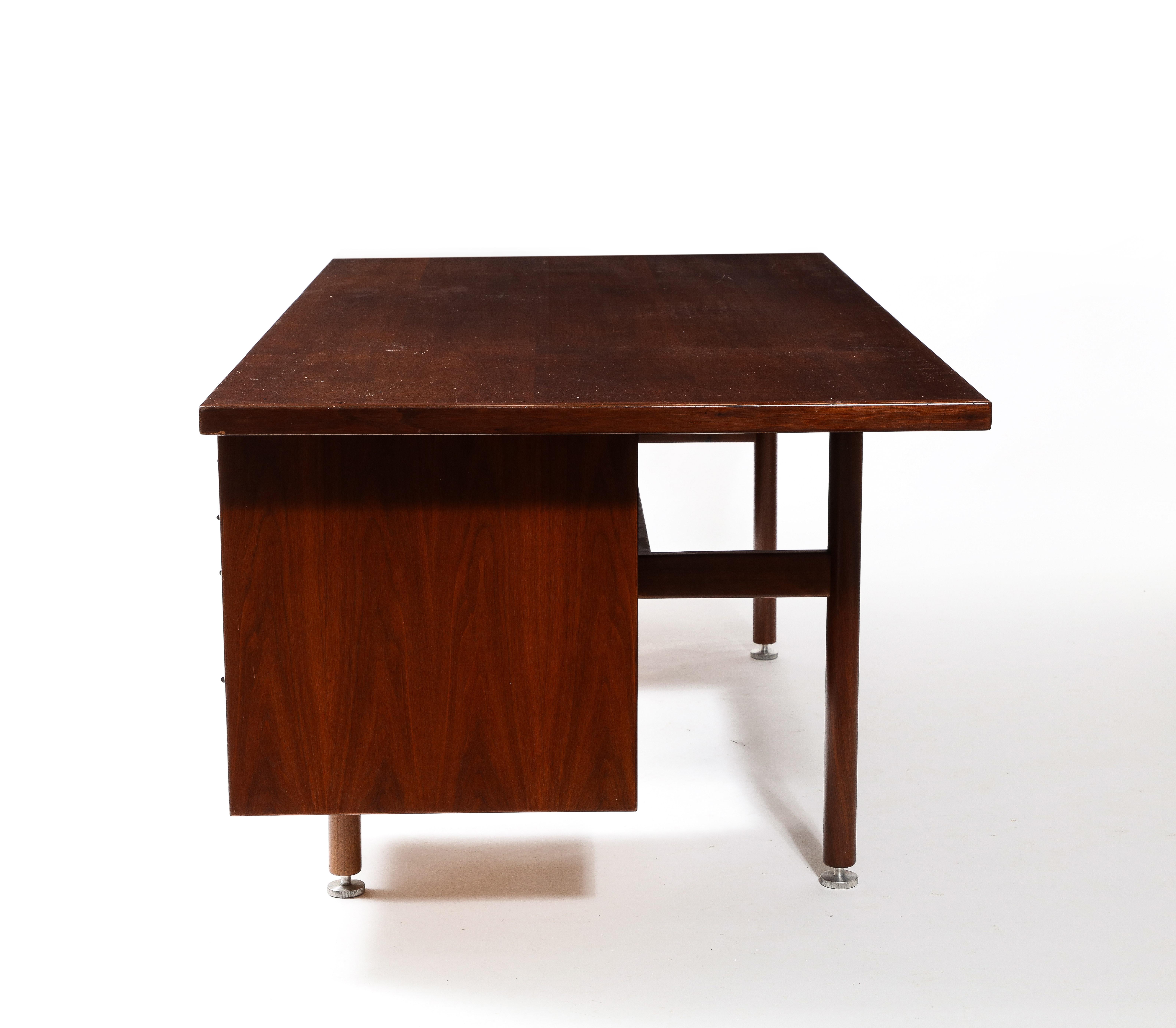 Large Walnut Executive Desk by Jens Risom, USA, 1960's For Sale 3
