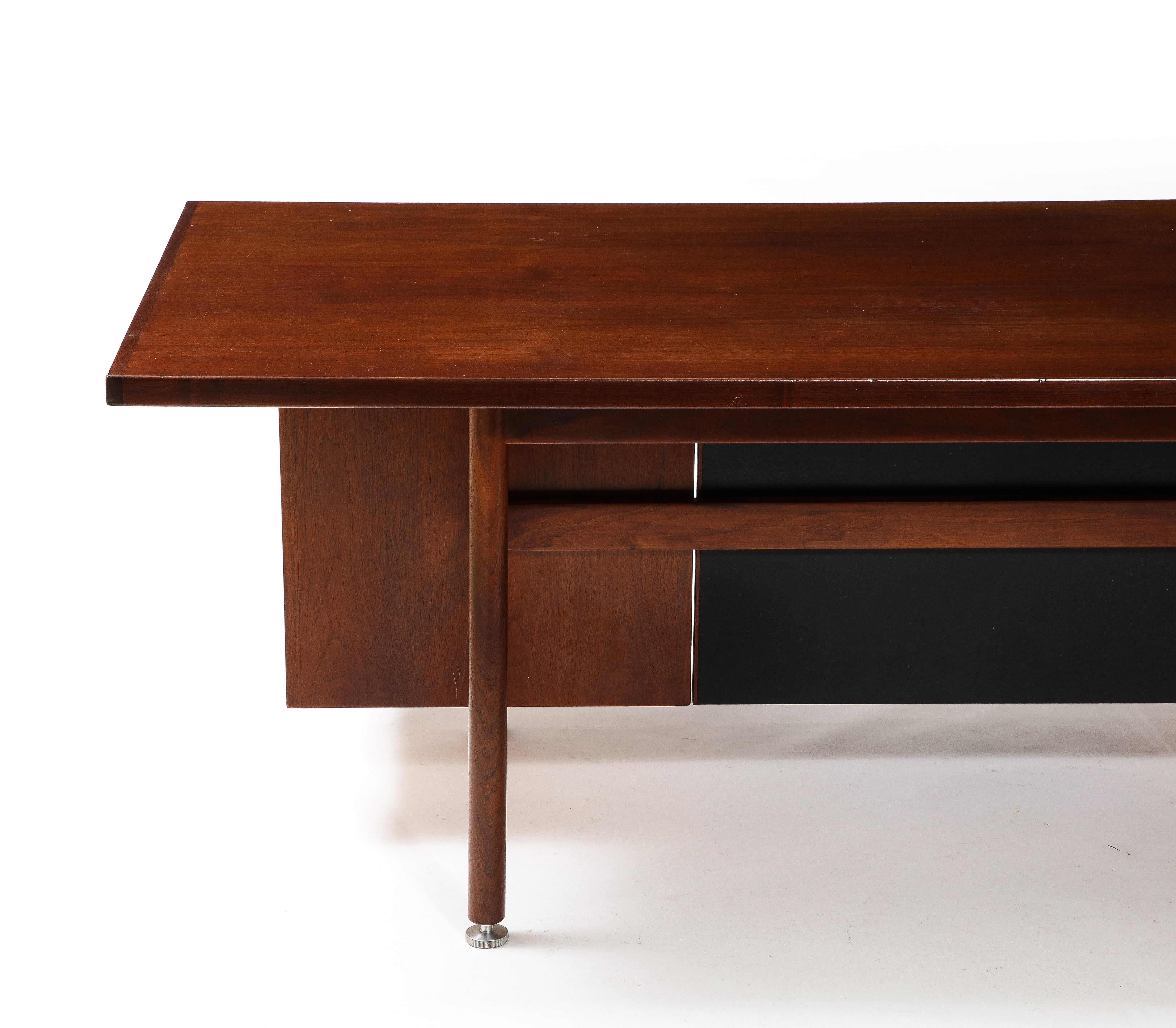 Large Walnut Executive Desk by Jens Risom, USA, 1960's For Sale 6