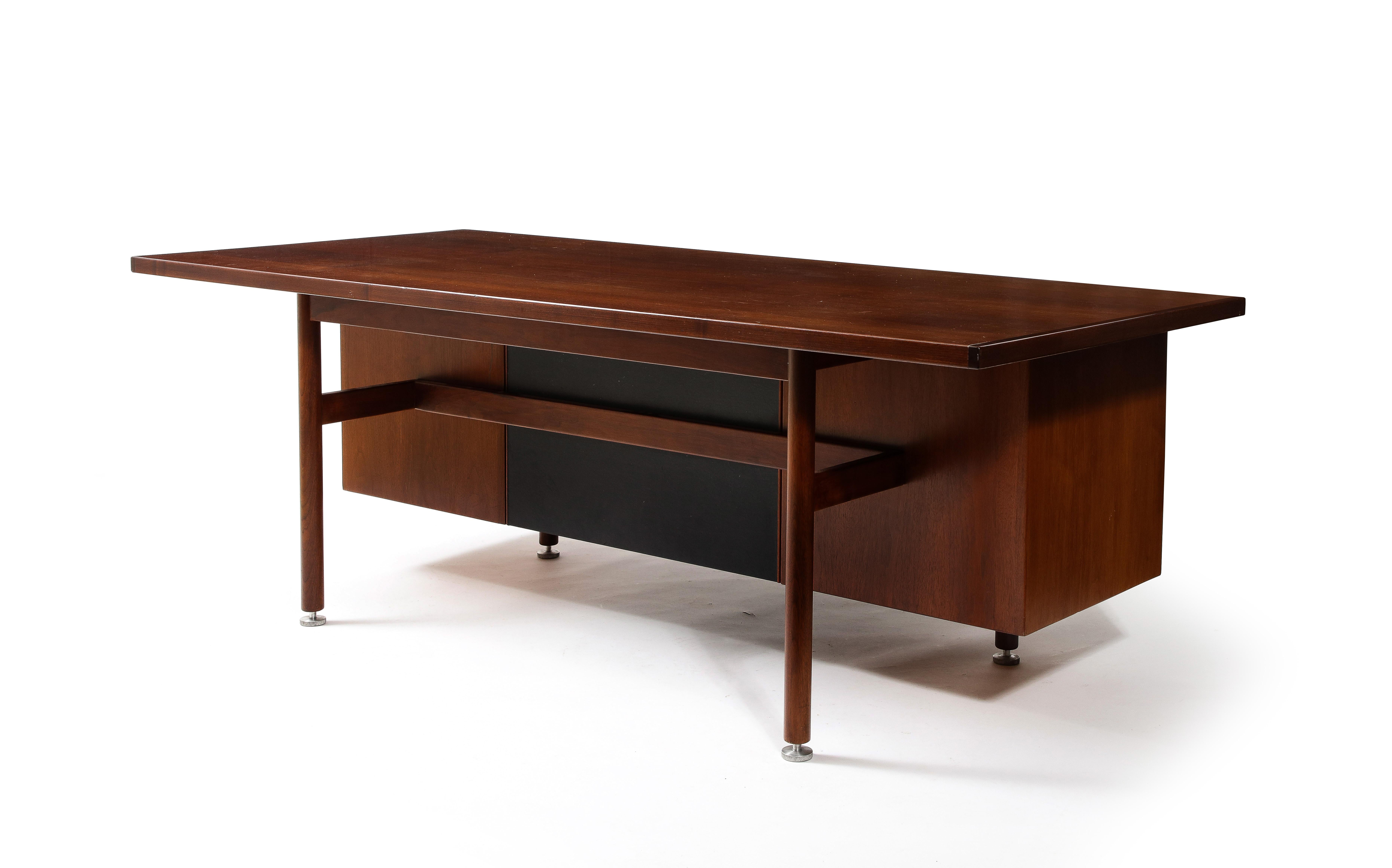 Large Walnut Executive Desk by Jens Risom, USA, 1960's For Sale 7
