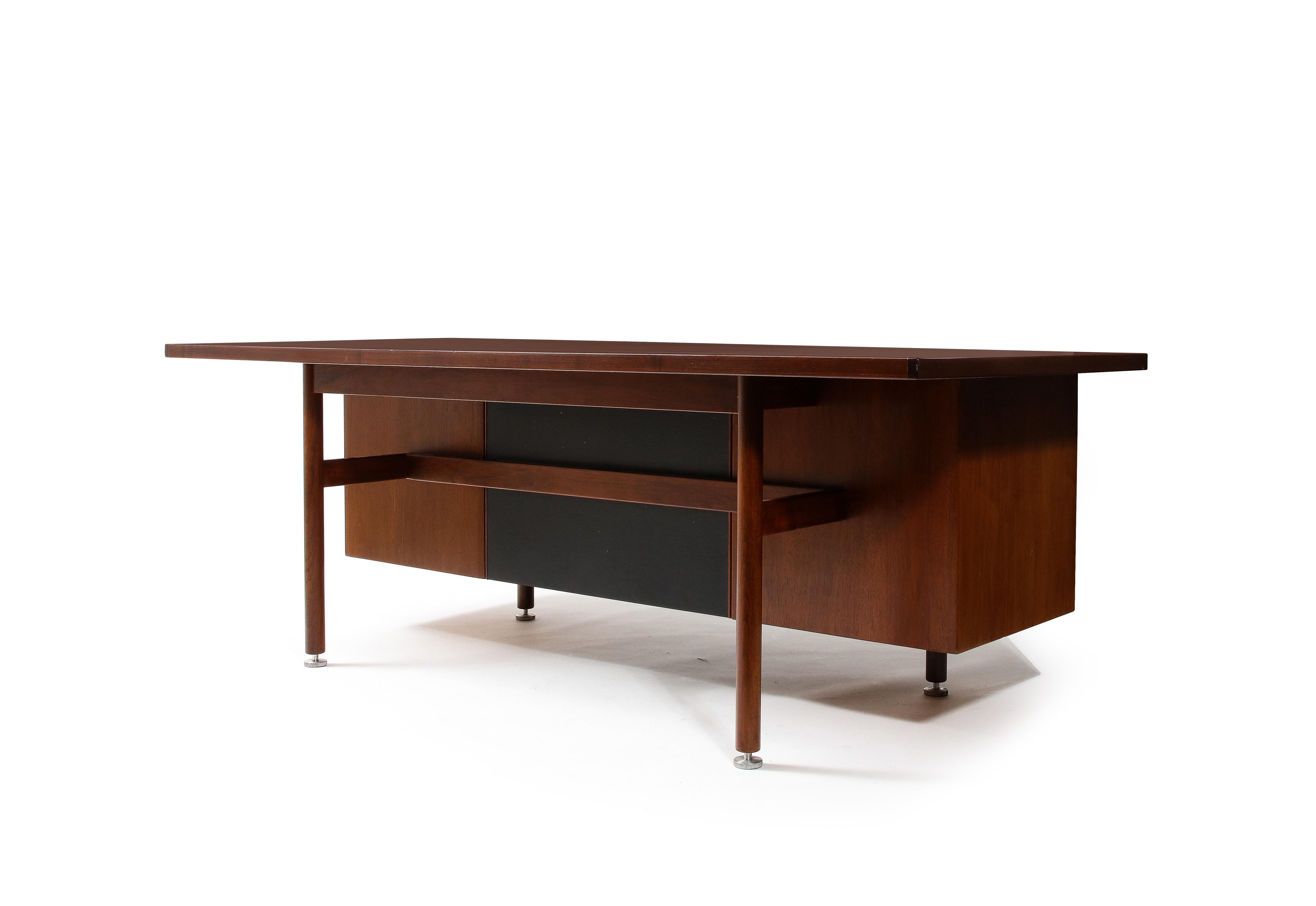 Large Walnut Executive Desk by Jens Risom, USA, 1960's For Sale 9