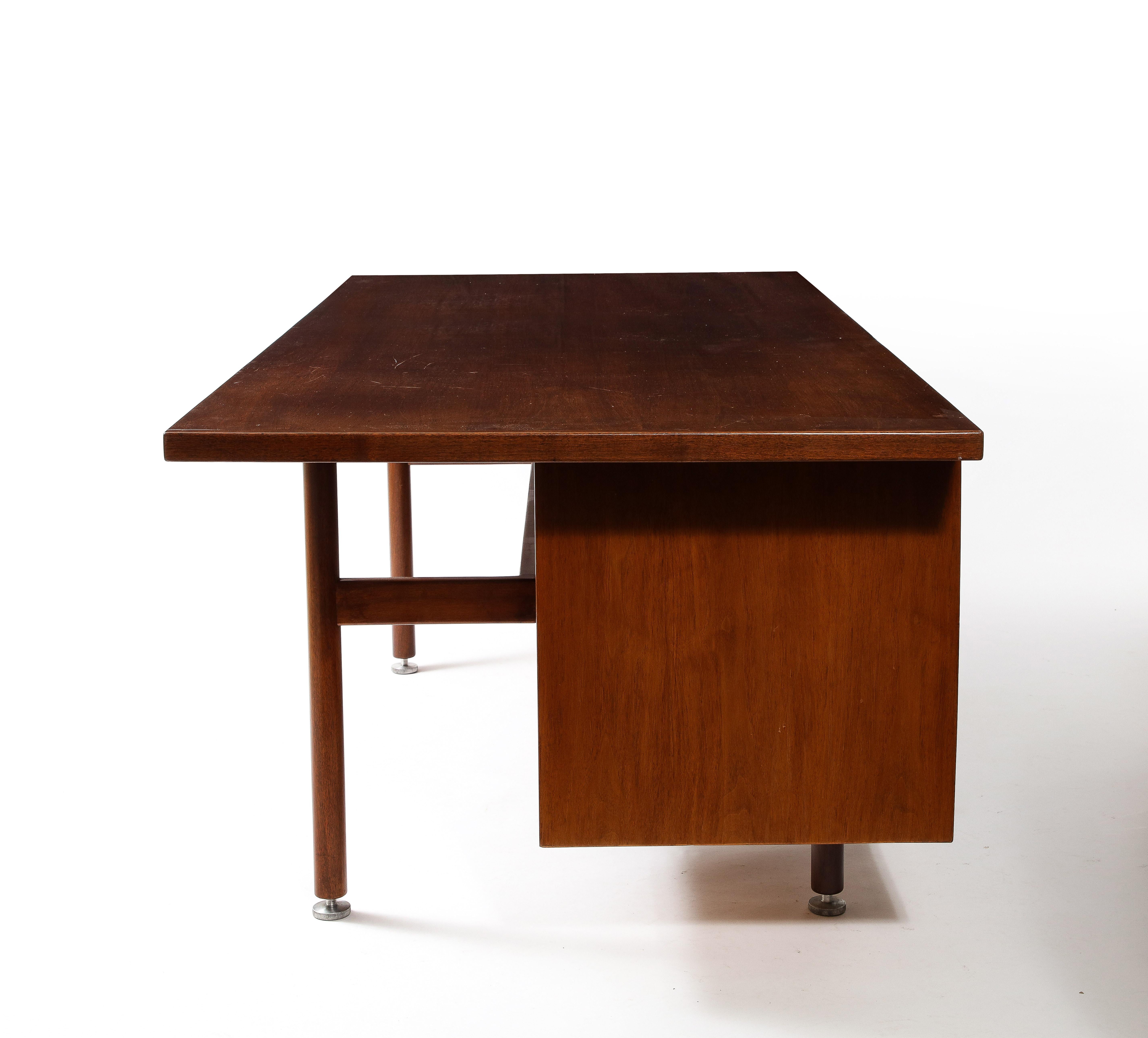 Large Walnut Executive Desk by Jens Risom, USA, 1960's For Sale 10
