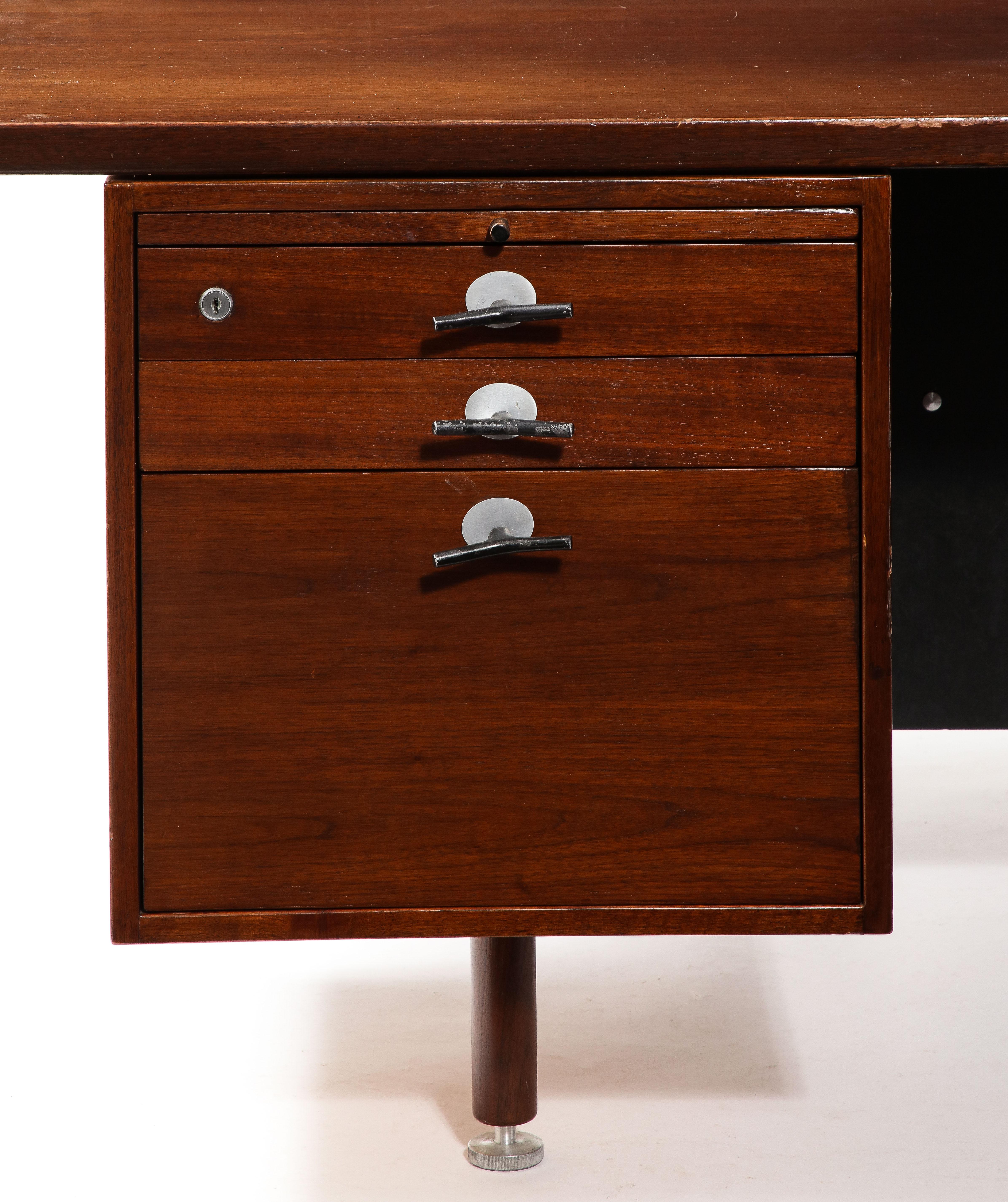 Large Walnut Executive Desk by Jens Risom, USA, 1960's For Sale 12