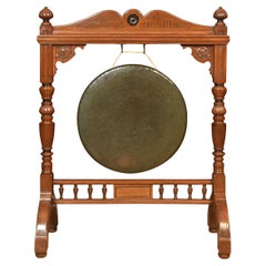 Antique Large Walnut Framed Dinner Gong