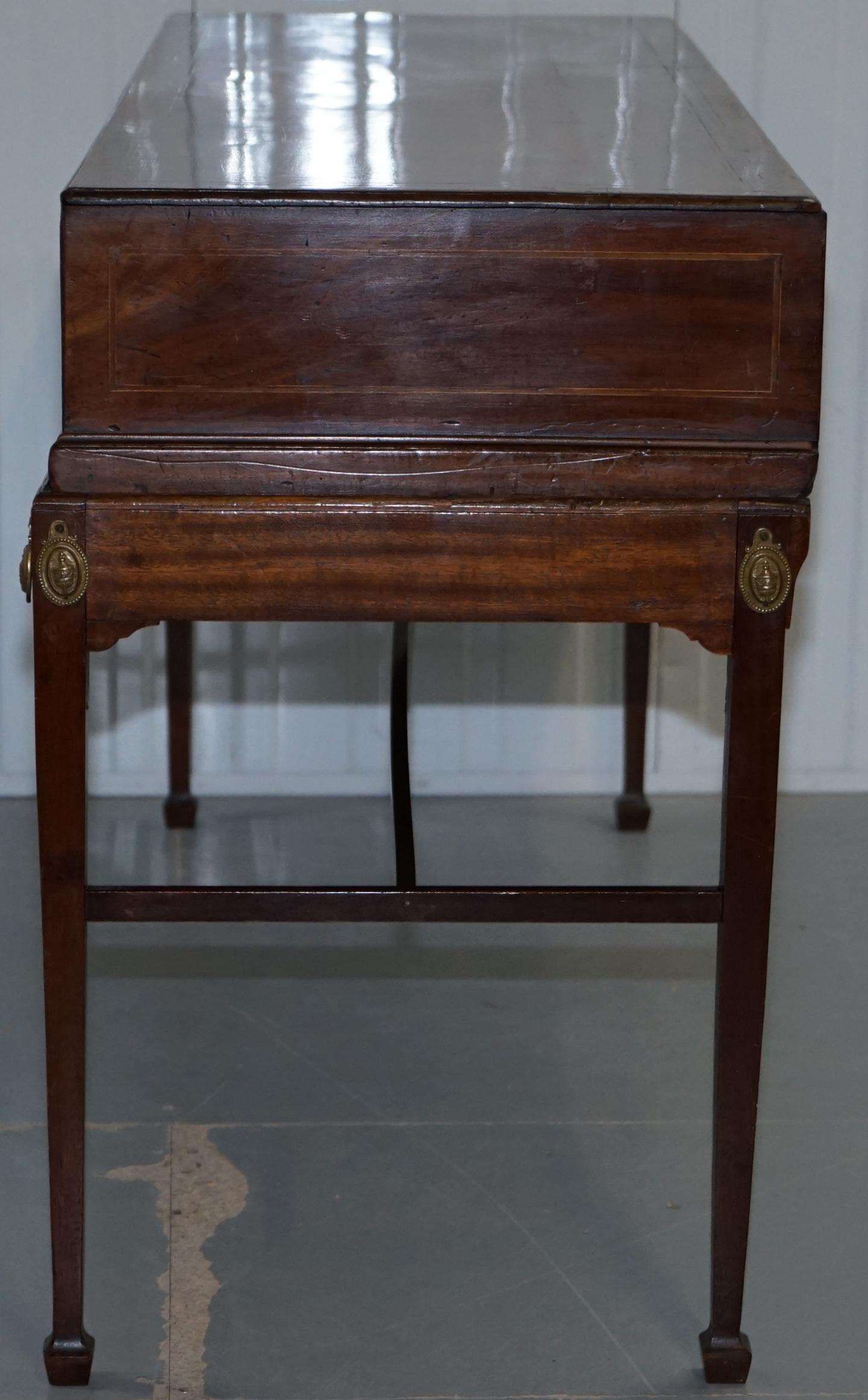 Large Walnut Georgian Sideboard Drawers on Stand Amazing Inlaid Timber Patina 10