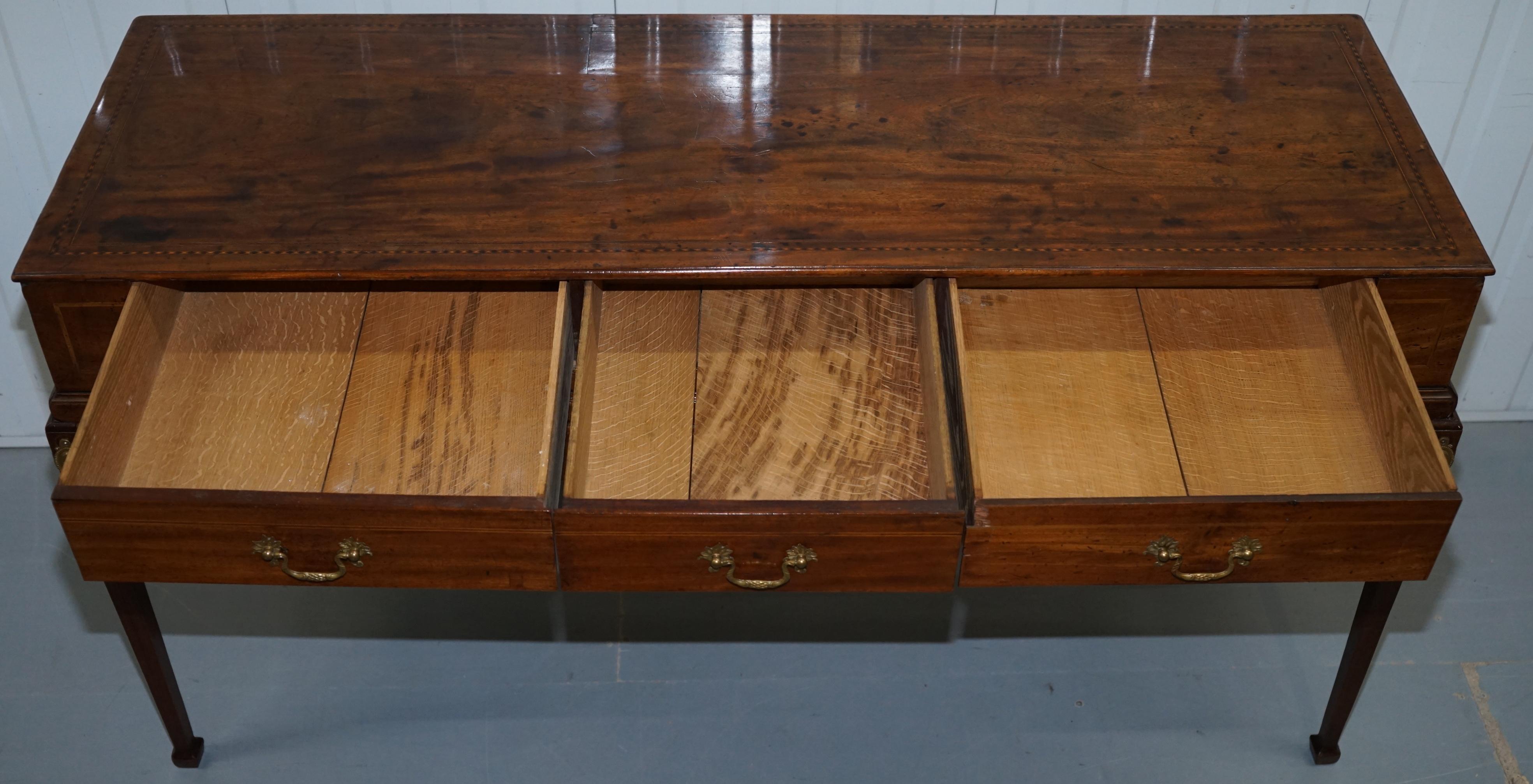 Large Walnut Georgian Sideboard Drawers on Stand Amazing Inlaid Timber Patina 13