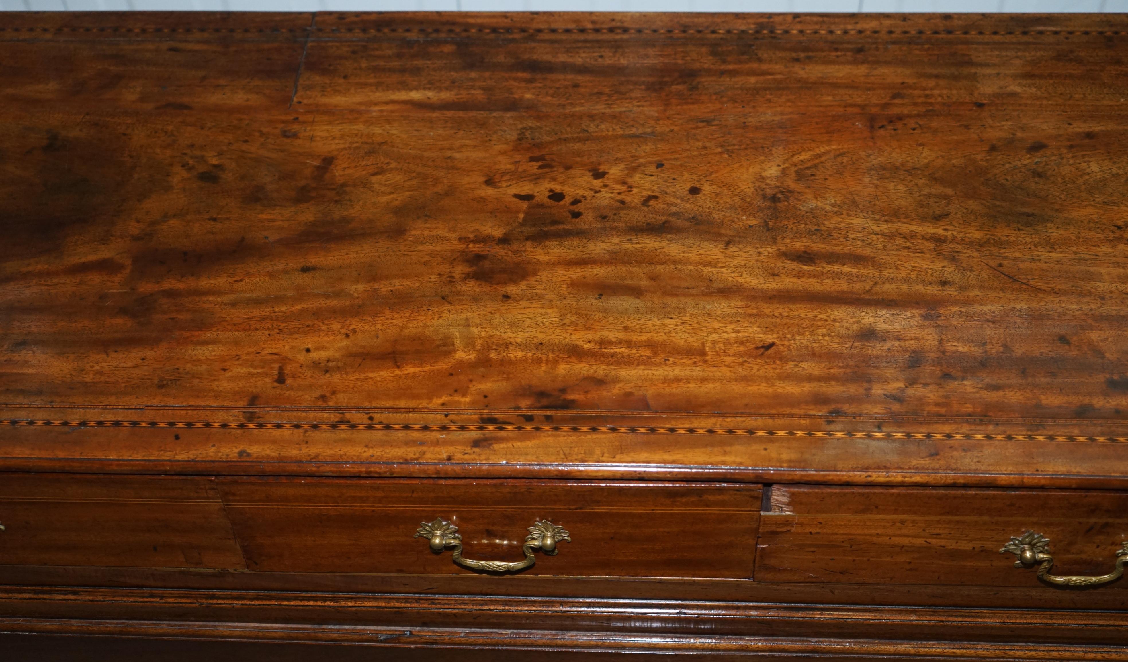 Early 19th Century Large Walnut Georgian Sideboard Drawers on Stand Amazing Inlaid Timber Patina