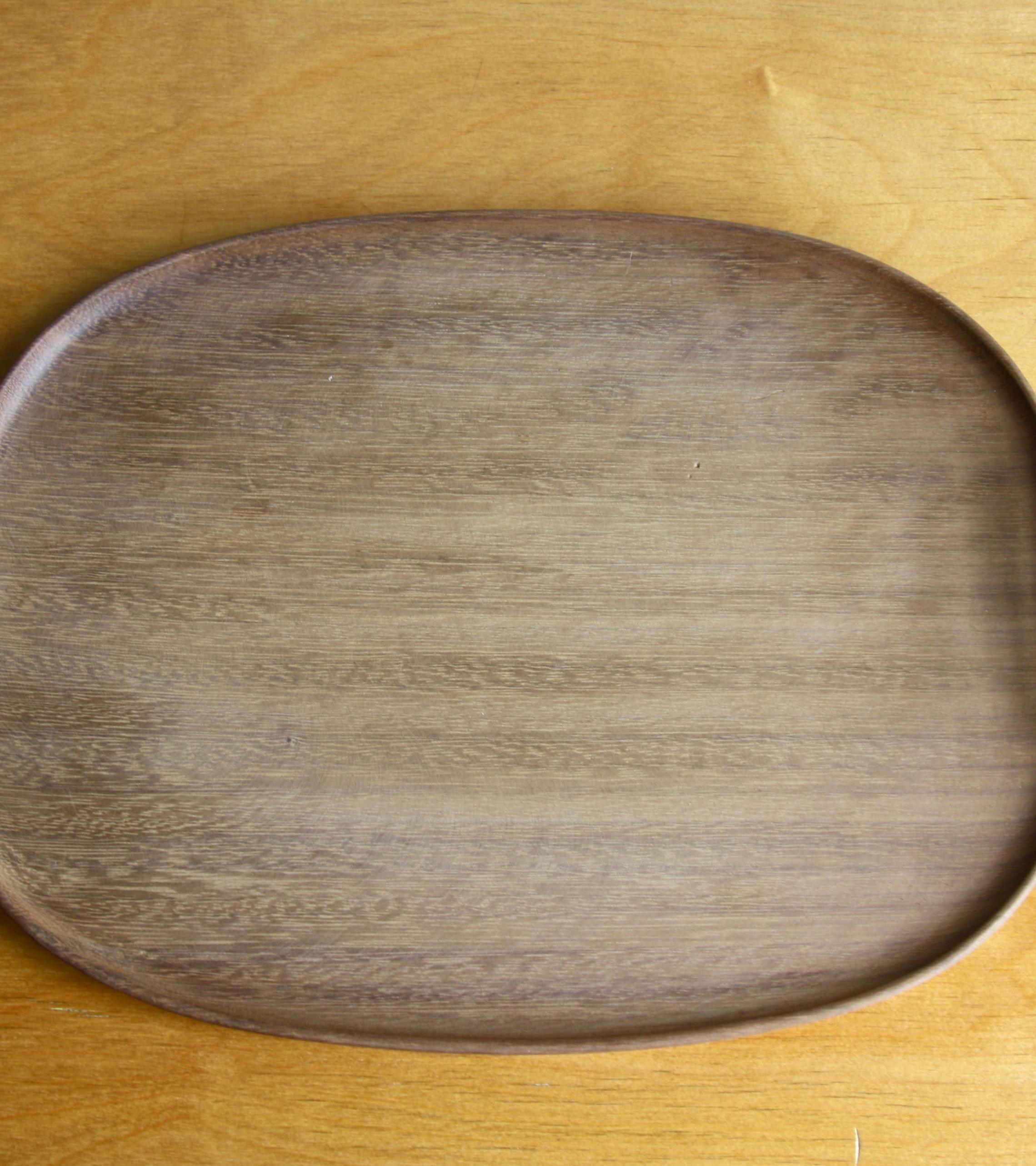 Large Walnut Oval Tray with Brass Handles Made by Carl Auböck 2