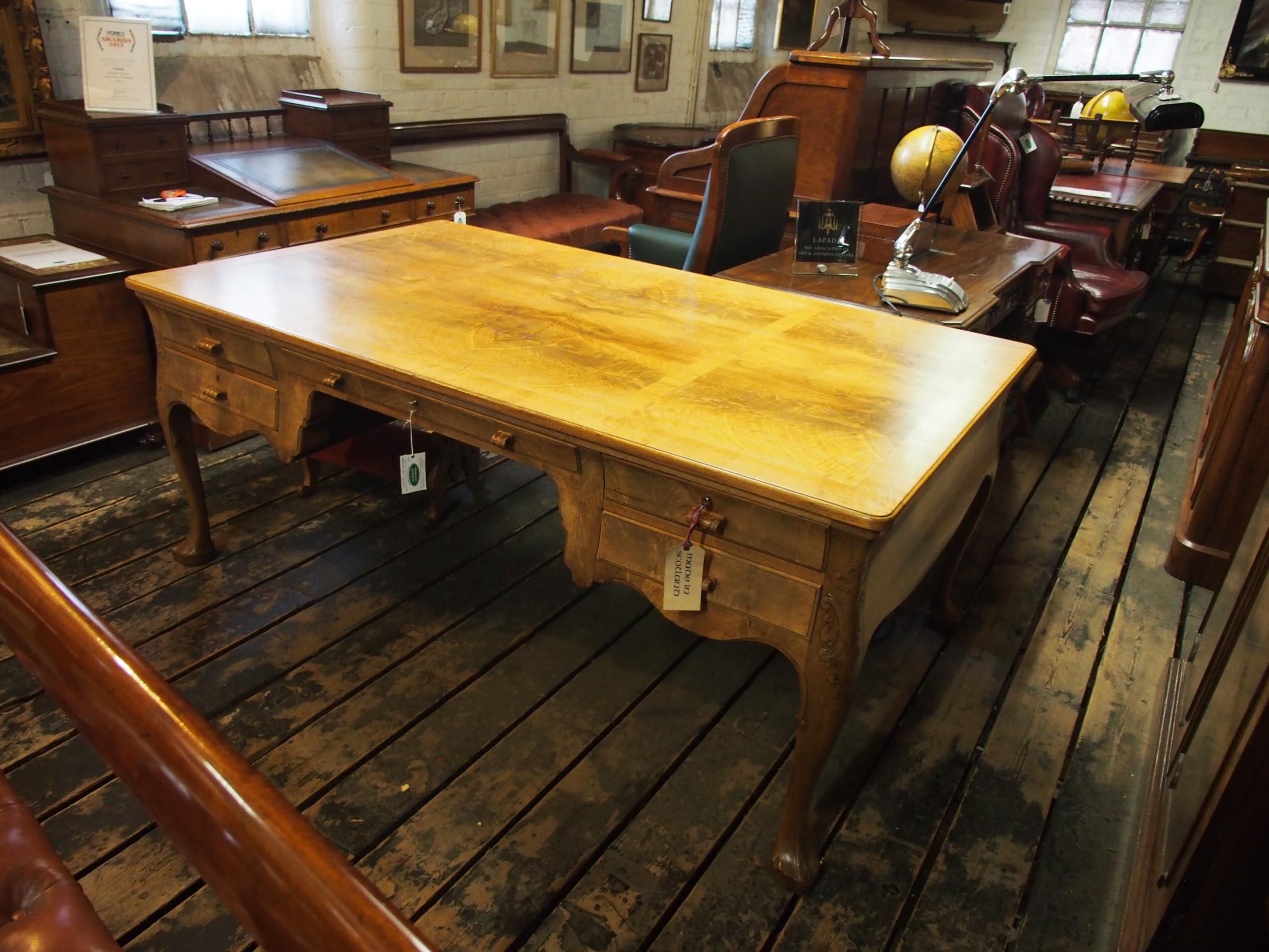 Large Walnut Partners Desk by Whytock and Reid, Edinburgh For Sale 2
