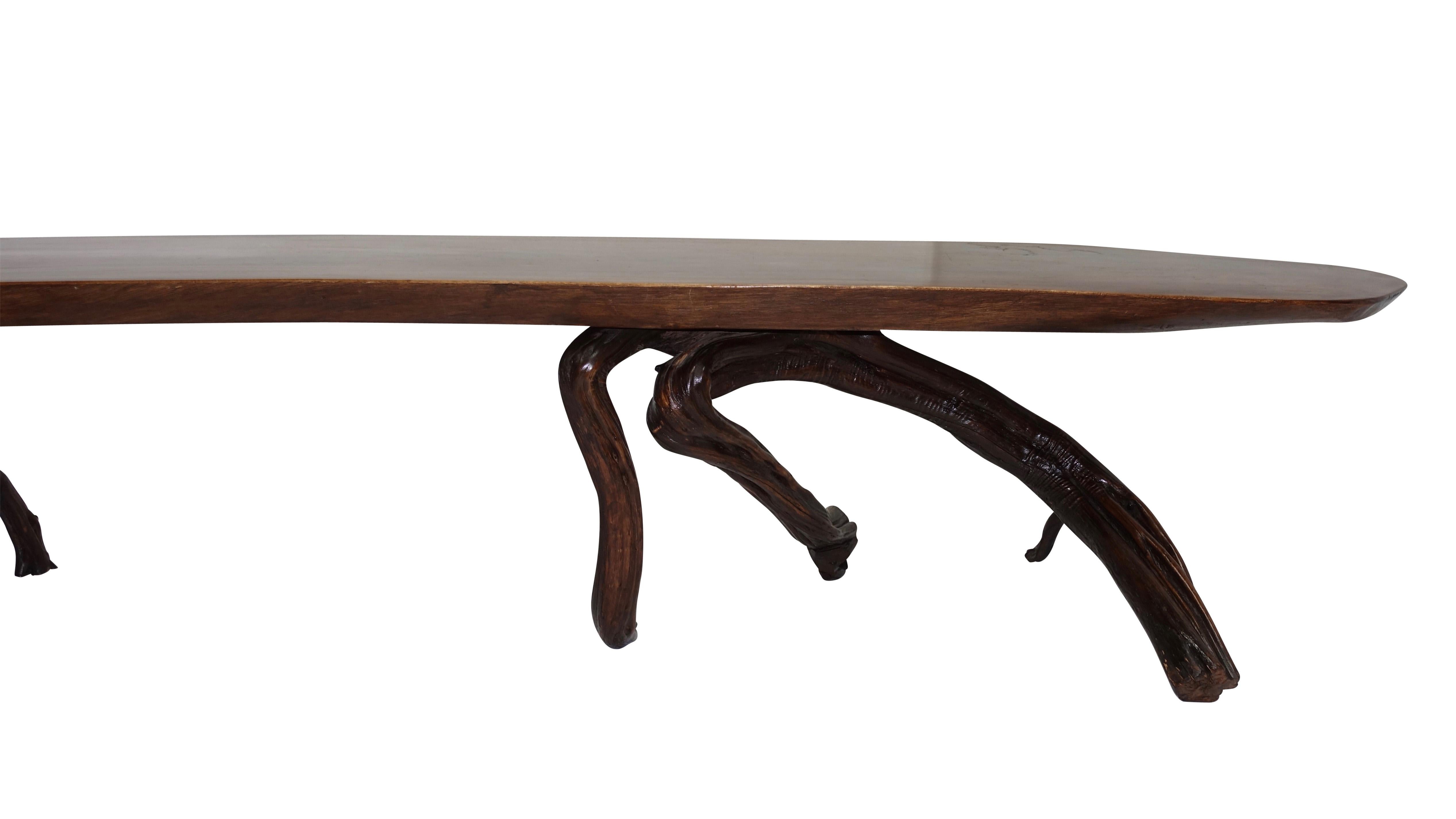 Large Walnut Slab Coffee Table, American, Mid-20th Century For Sale 4