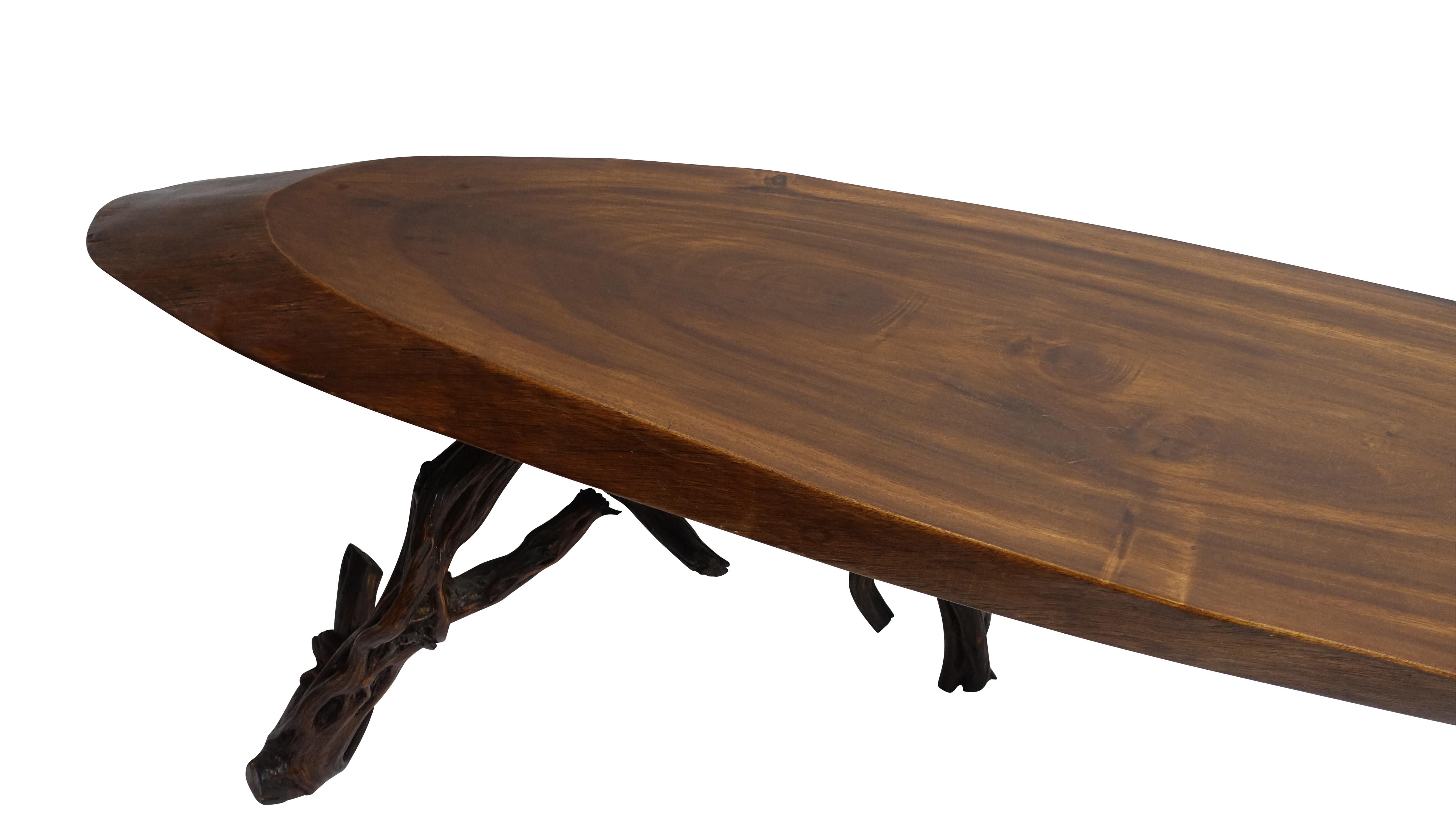 Large Walnut Slab Coffee Table, American, Mid-20th Century For Sale 5