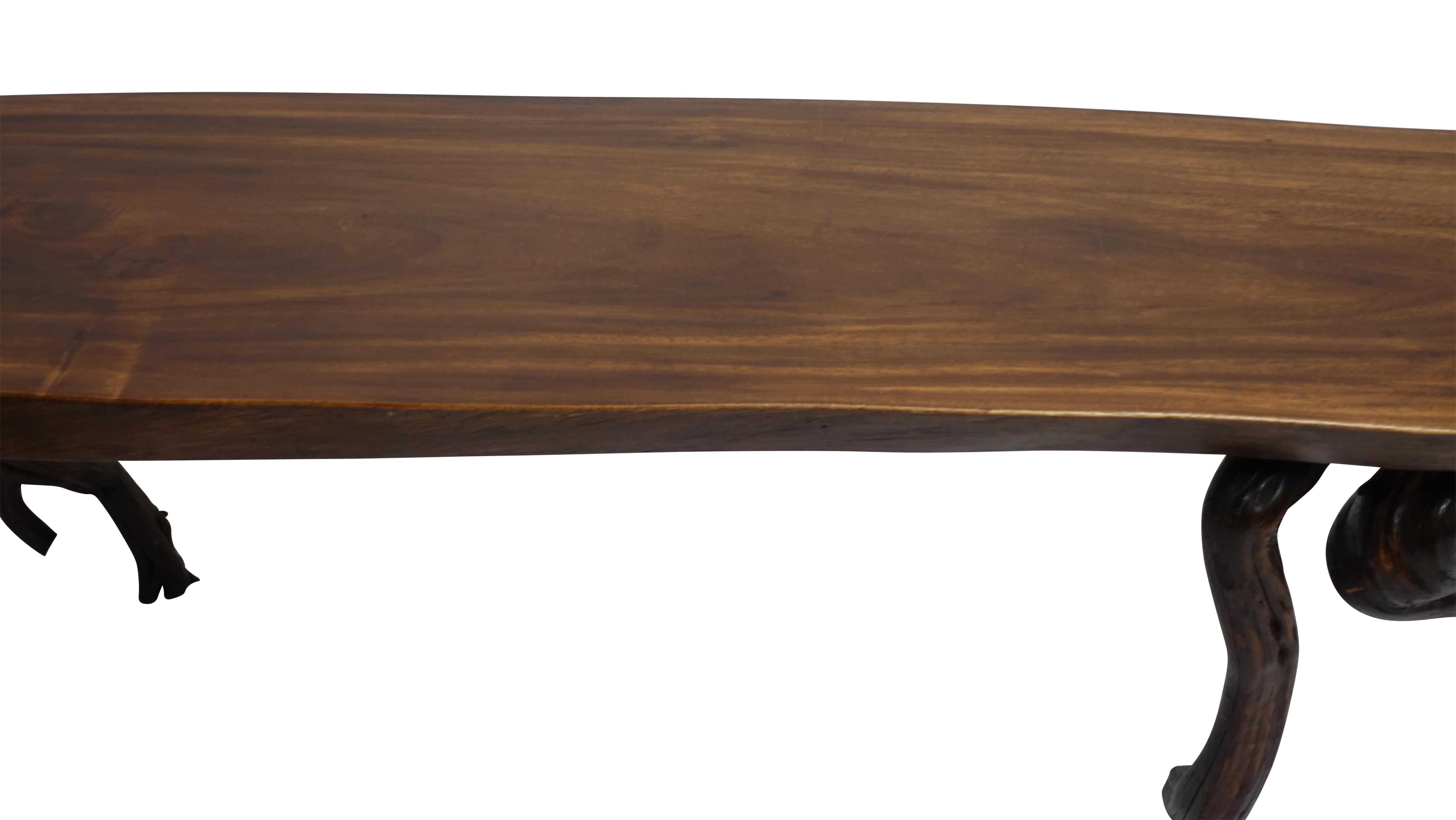 Large Walnut Slab Coffee Table, American, Mid-20th Century For Sale 6