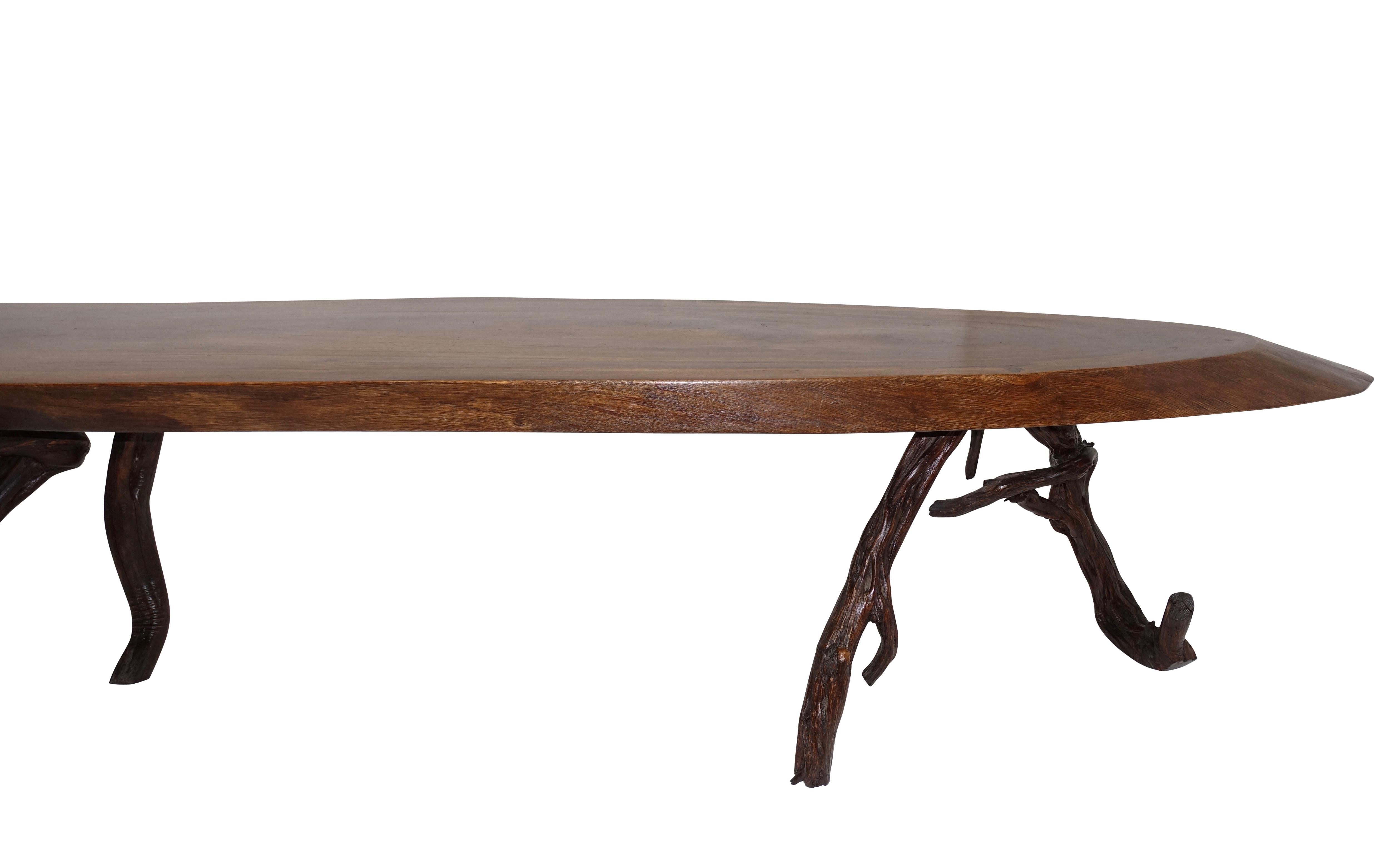 Large Walnut Slab Coffee Table, American, Mid-20th Century For Sale 7