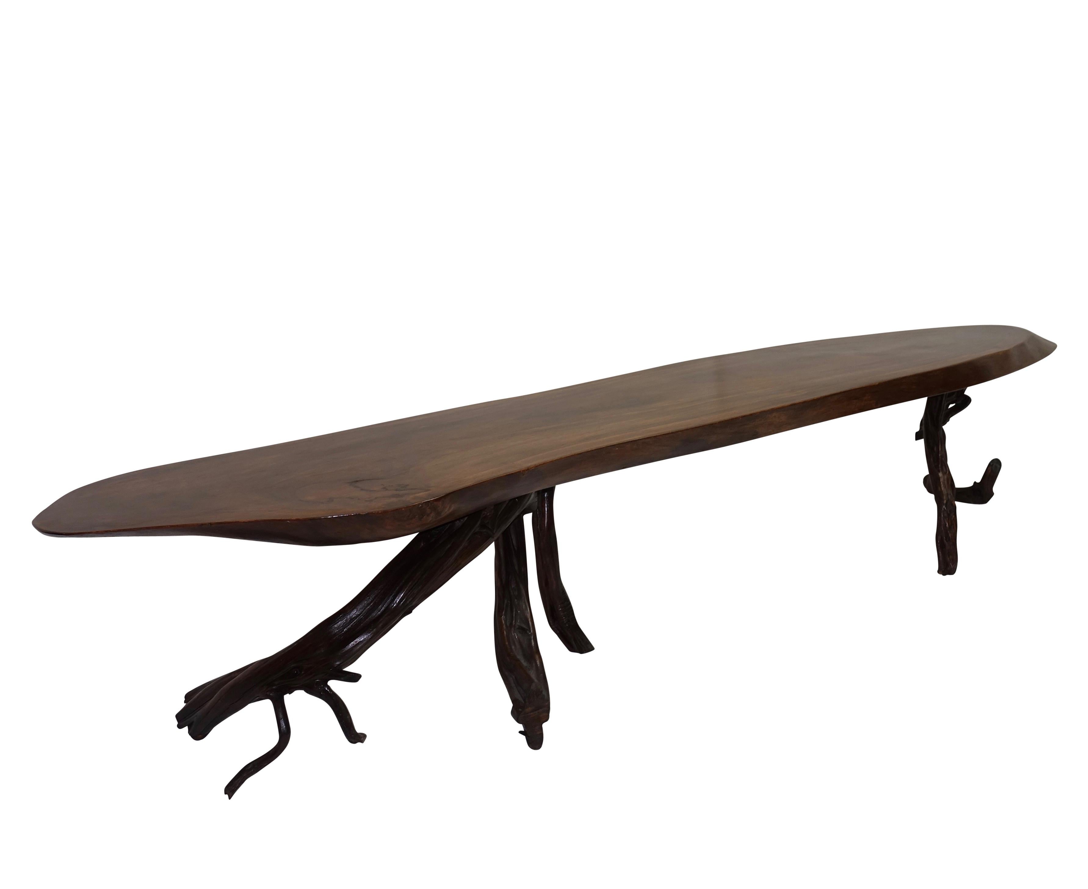 Large Walnut Slab Coffee Table, American, Mid-20th Century In Excellent Condition For Sale In San Francisco, CA
