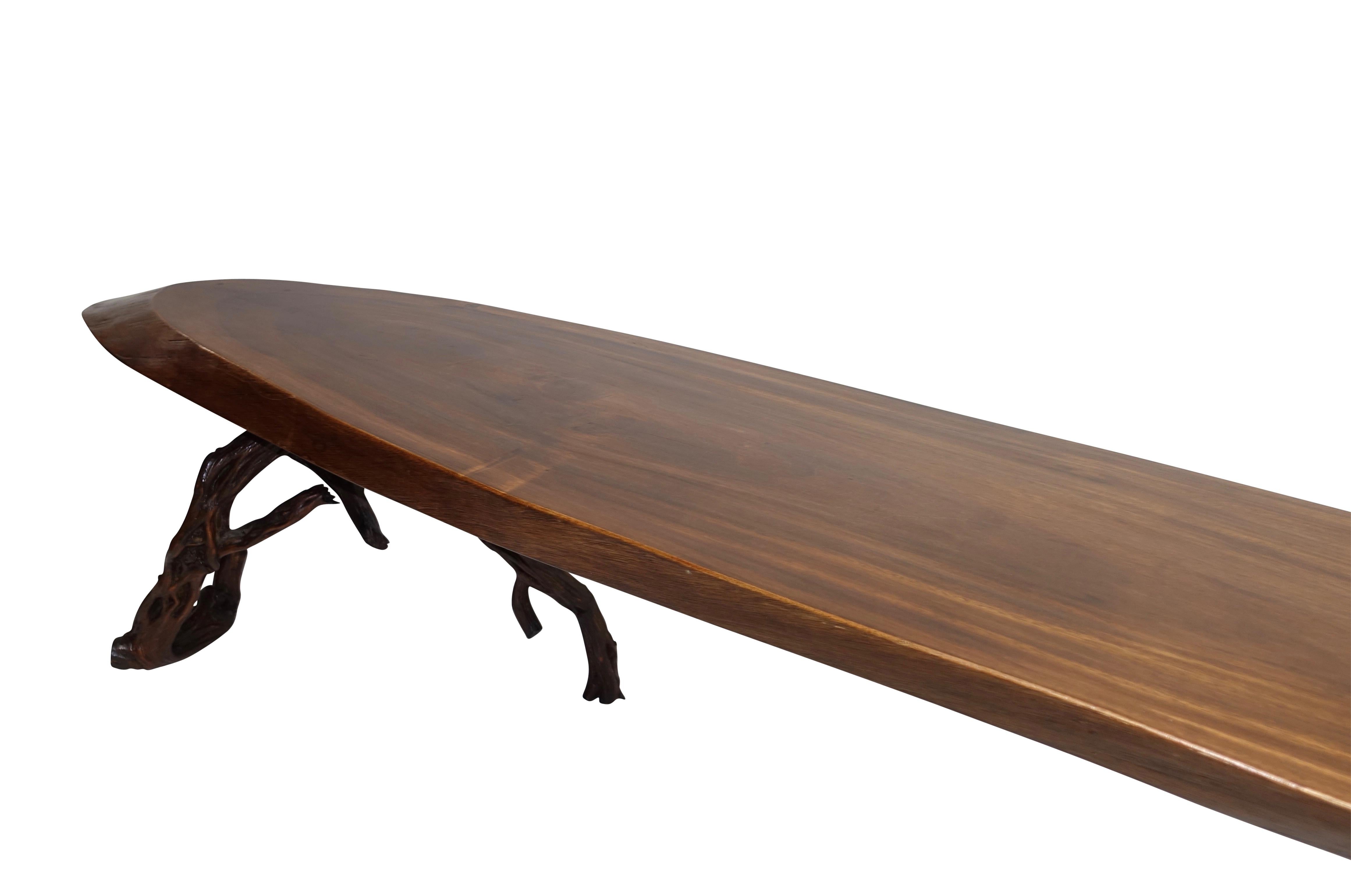 Large Walnut Slab Coffee Table, American, Mid-20th Century For Sale 2