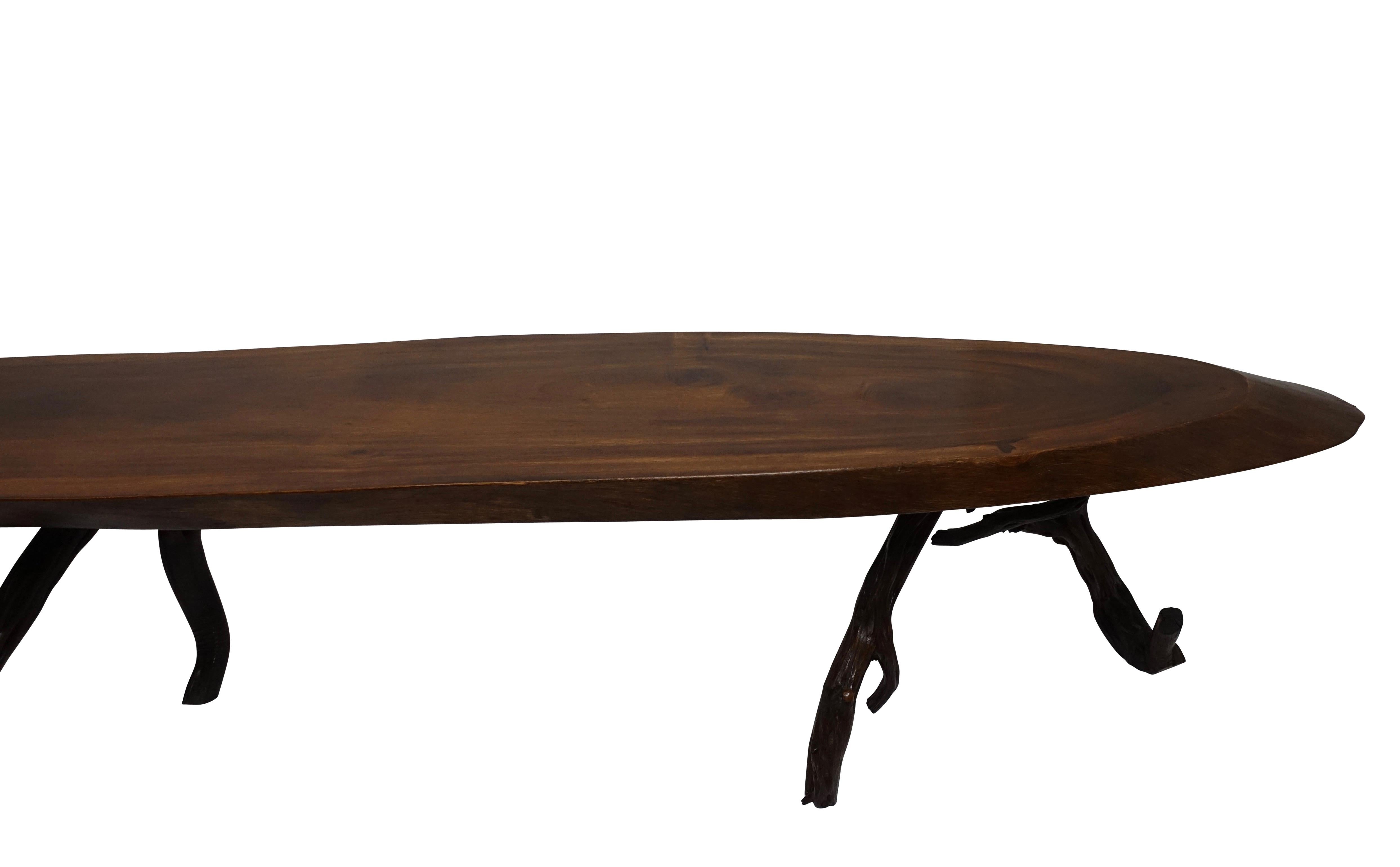 Large Walnut Slab Coffee Table, American, Mid-20th Century For Sale 3