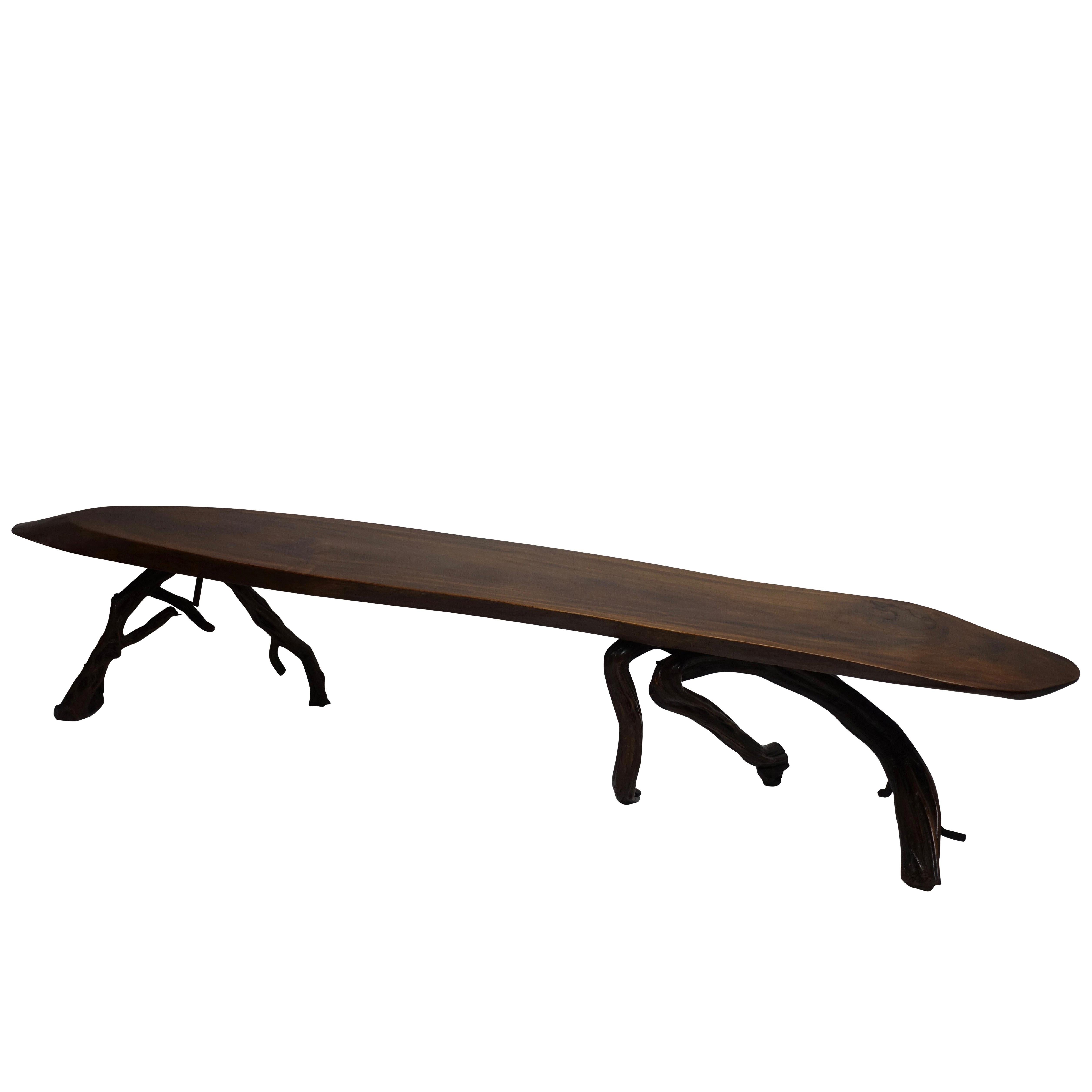 Large Walnut Slab Coffee Table, American, Mid-20th Century For Sale
