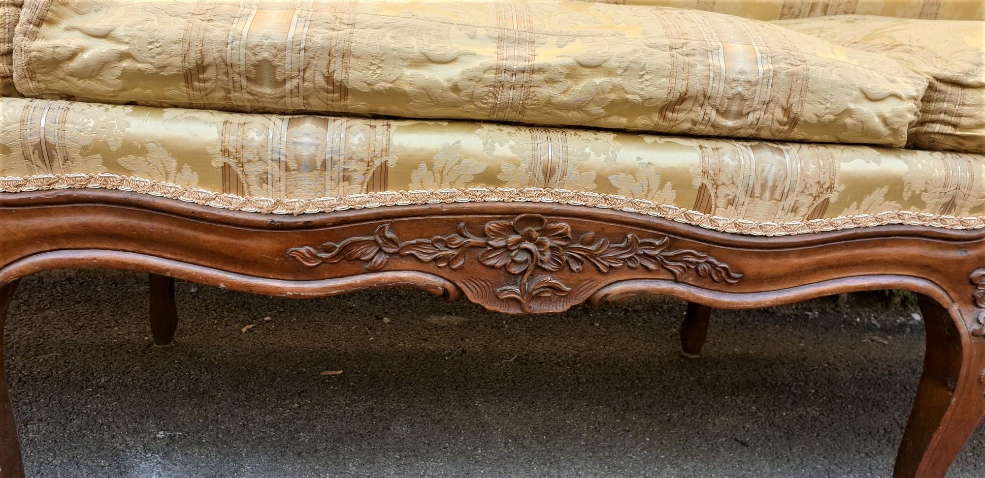 French Large Walnut Sofa, Louis XV Period, 18th Century For Sale