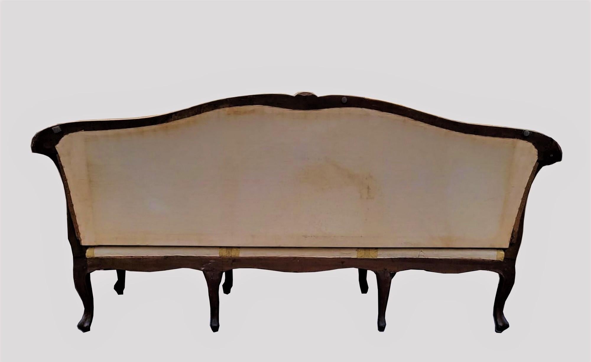 Large Walnut Sofa, Louis XV Period, 18th Century For Sale 3