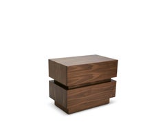 Large Walnut Stacked Box Nightstand by Lawson-Fenning