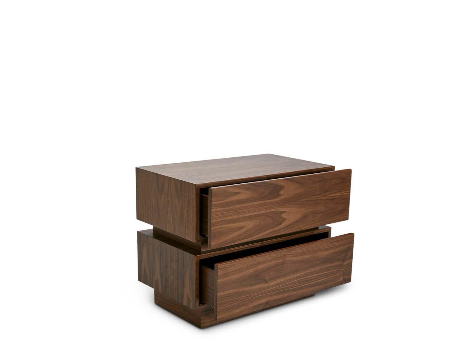 Mid-Century Modern Large Walnut Stacked Box Nightstand by Lawson-Fenning For Sale