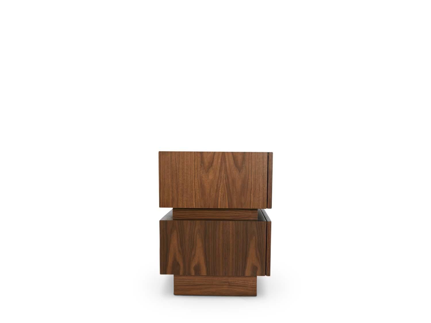 American Large Walnut Stacked Box Nightstand by Lawson-Fenning For Sale