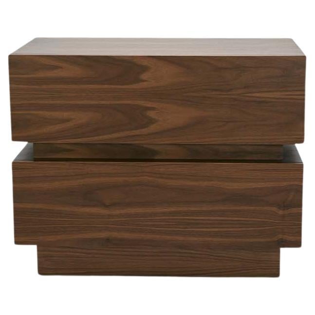 Large Walnut Stacked Box Nightstand by Lawson-Fenning For Sale