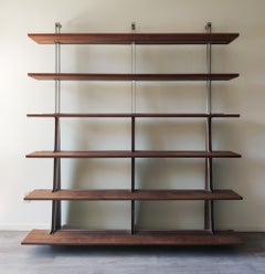 Large Walnut & Steel Frame Wall Unit or Shelving Unit after Santiago Calatrava