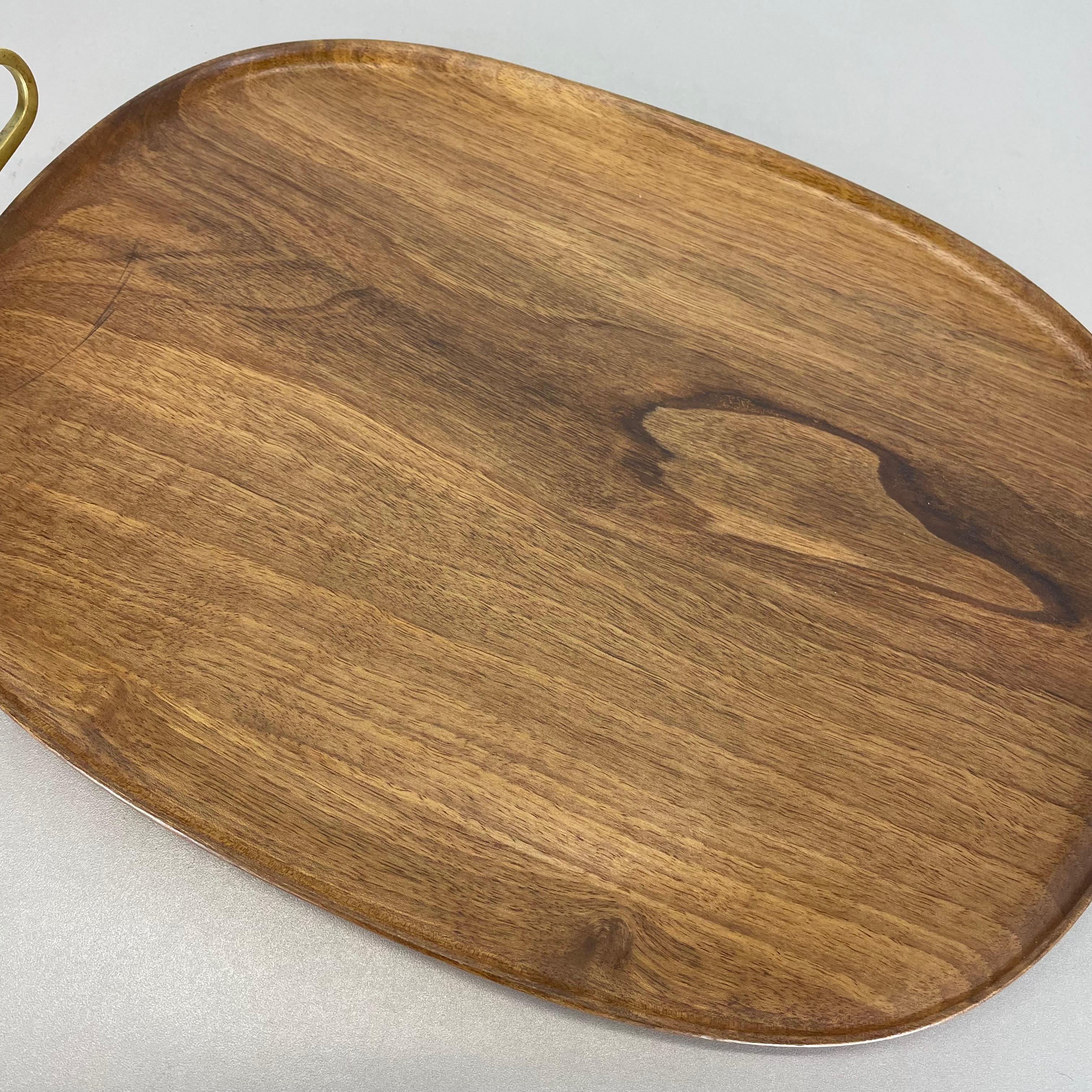 Large Walnut Tray Plate Element with Brass Handle by Carl Auböck, Austria, 1950s 8