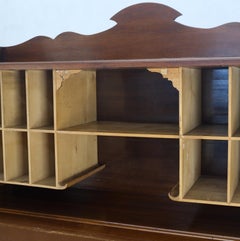 Large Walnut Victorian Secretary Bureau Cabinet Letter Shelves Bottom Storage