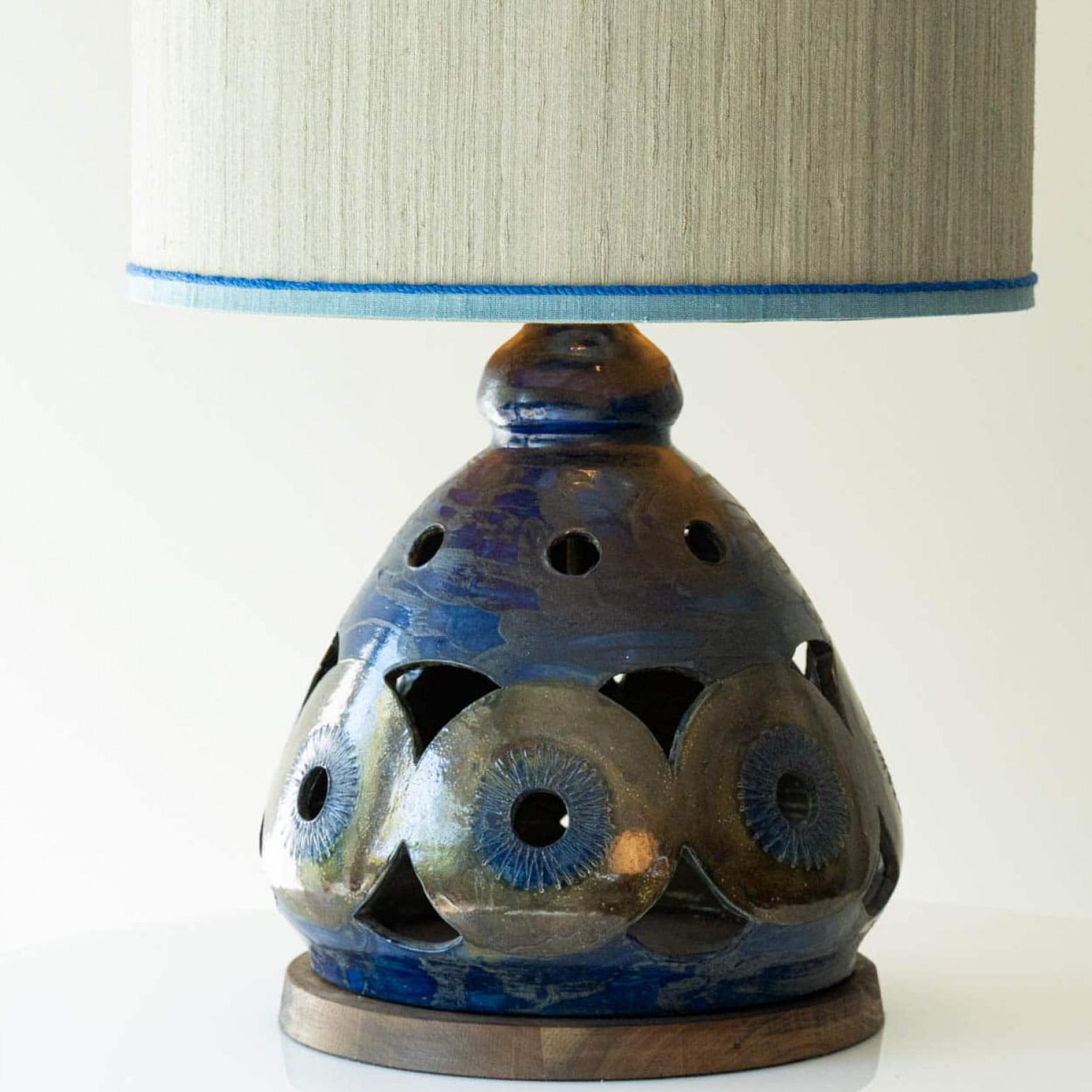 Lampada da tavolo grande in Wood Wood, paralume nuovo di R. Houben, 1970 in vendita 1