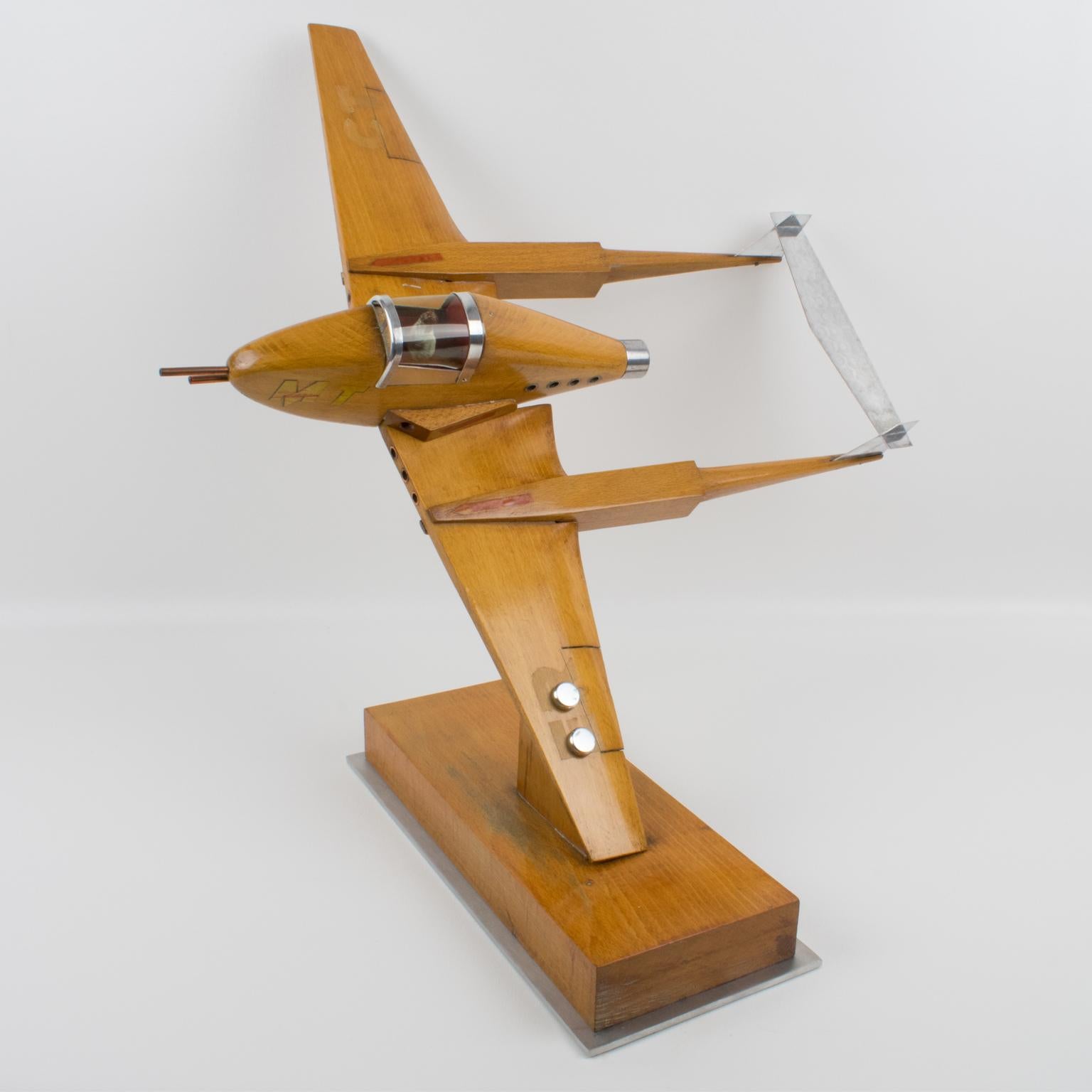 Art Deco Large War Airplane Wood Model Aviation Collection