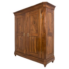 Antique Large Wardrobe in Solid Walnut Wood, Germany, Early 19th Century