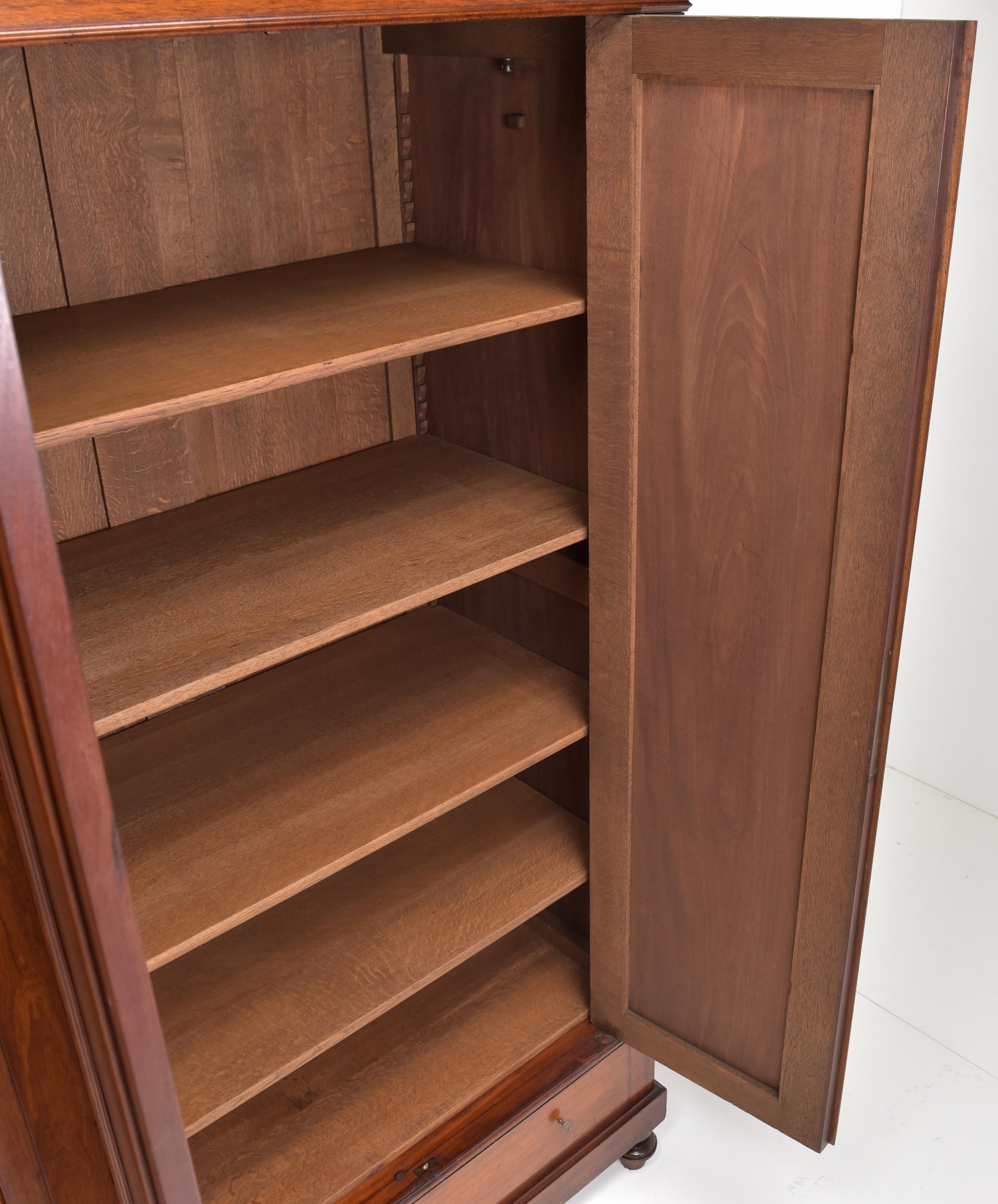Large Wardrobe with Four-Door Bar and Shelves in Mahogany, 1880 2