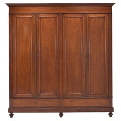 Large Wardrobe with Four-Door Bar and Shelves in Mahogany, 1880