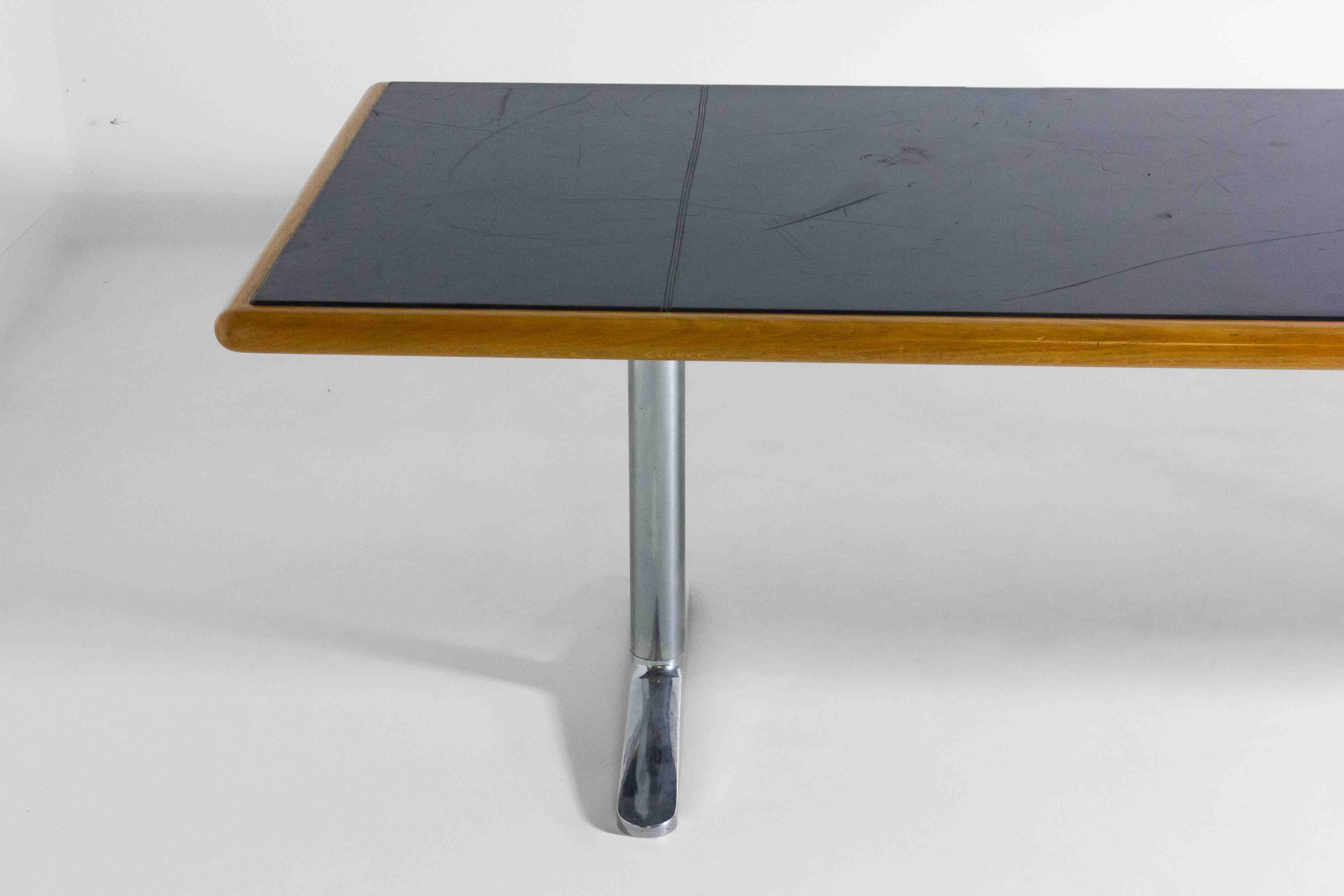 Large Warren Platner leather desk by Knoll International, 1973 3