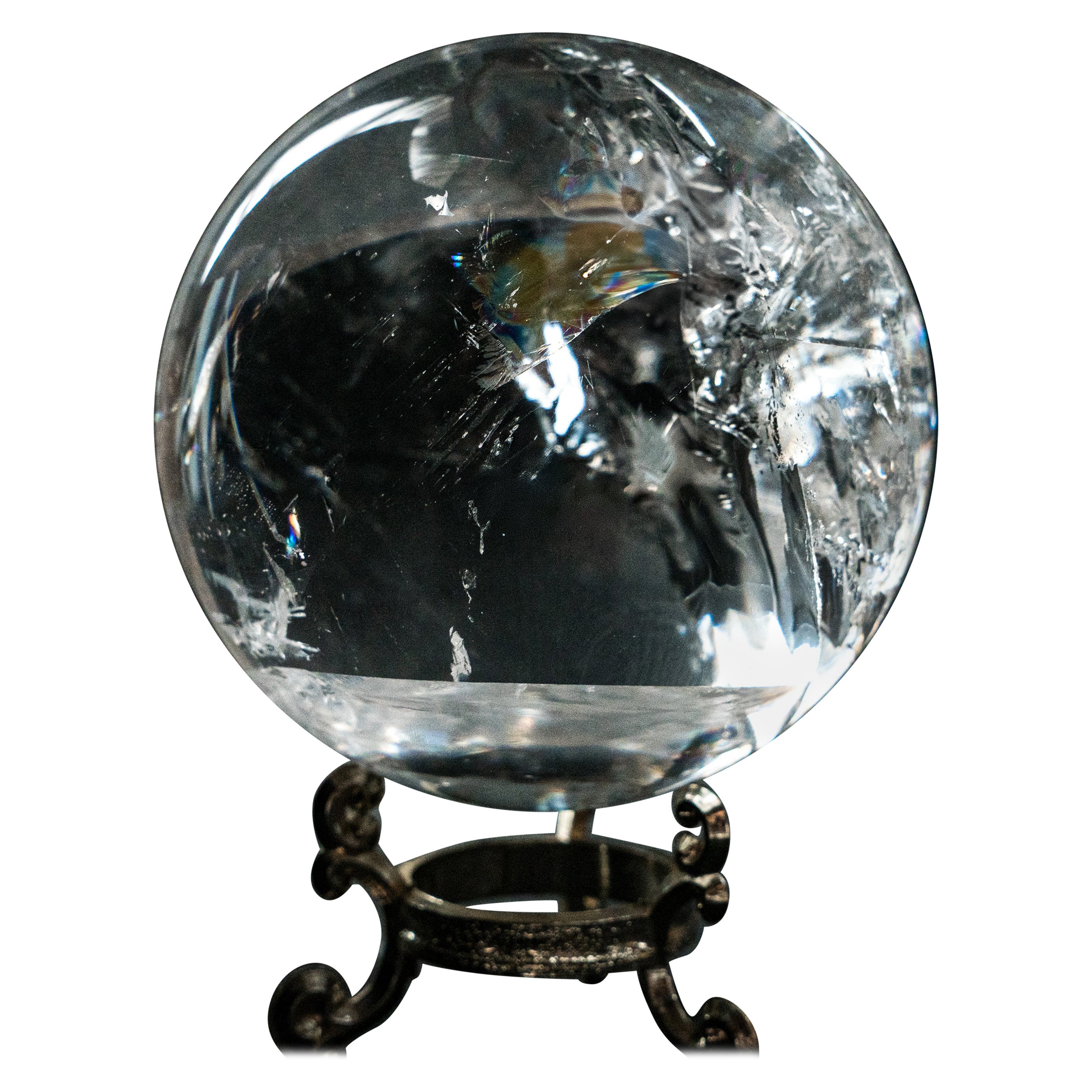 Large Water-Clear Quartz Sphere with Vivid Natural Rainbows