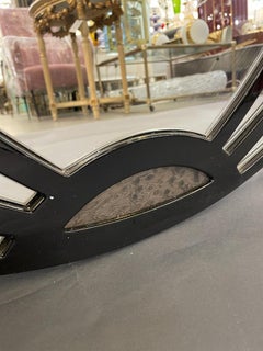 Large 'Water Lily' Black Frame Mirror, Italy 1970s