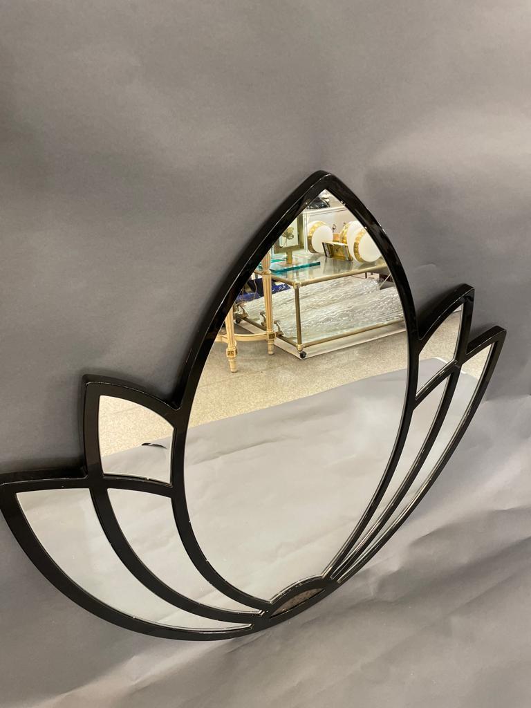 Late 20th Century Large 'Water Lily' Black Frame Mirror, Italy 1970s For Sale