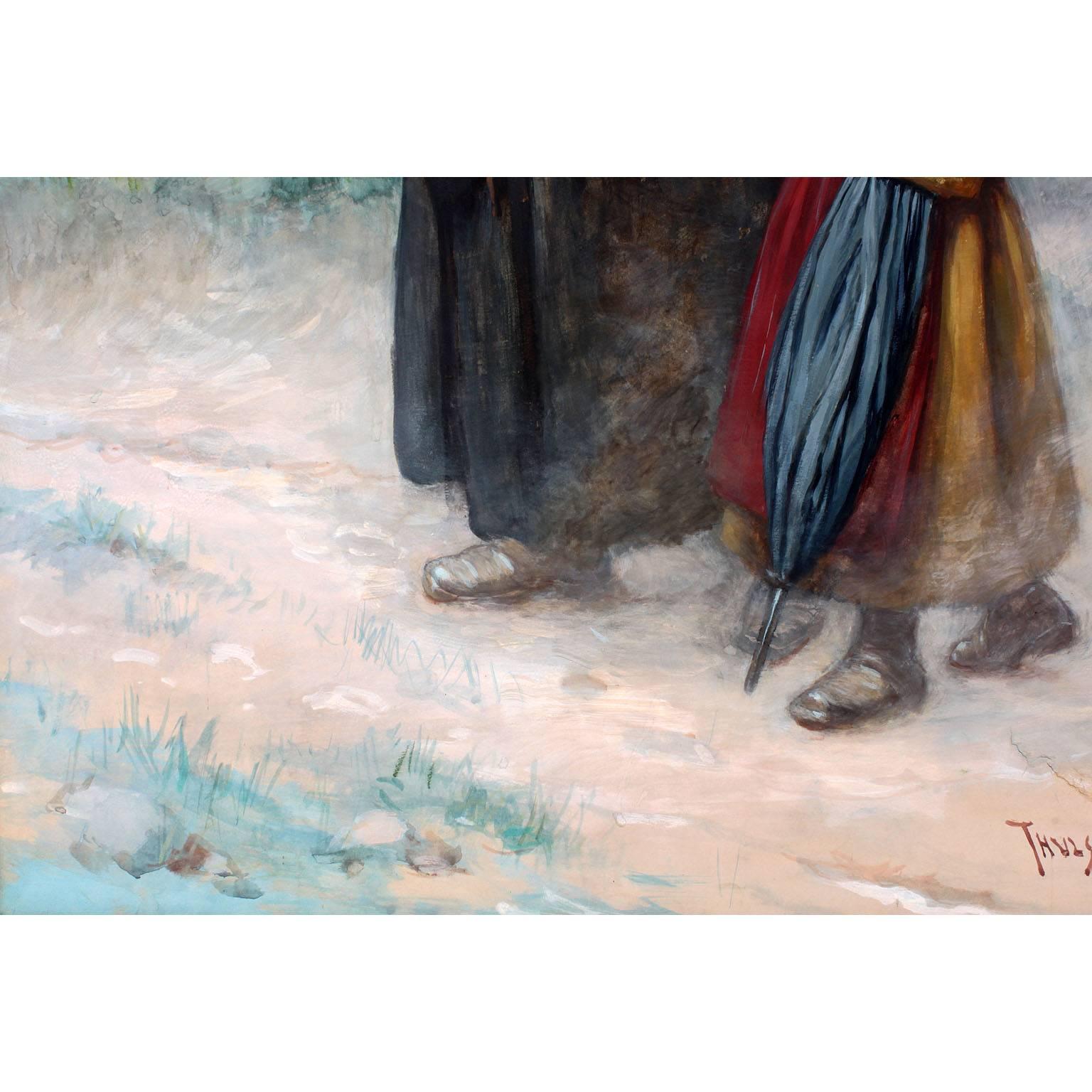 19th Century Large Watercolor 