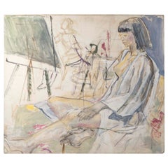 Large Watercolor on Paper Depicting a Model, 20th Century.