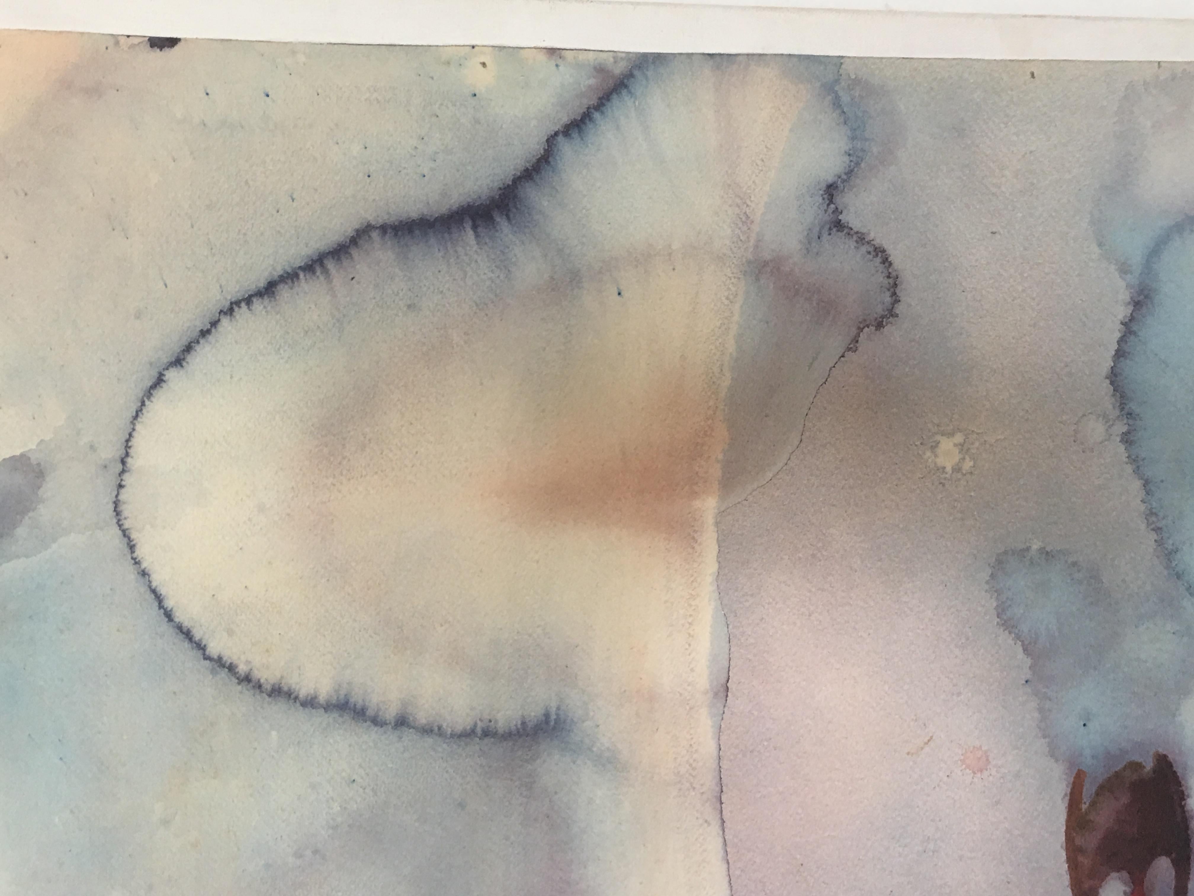 Large Watercolor Painting on hand pressed paper from a 1980s California Studio For Sale 2