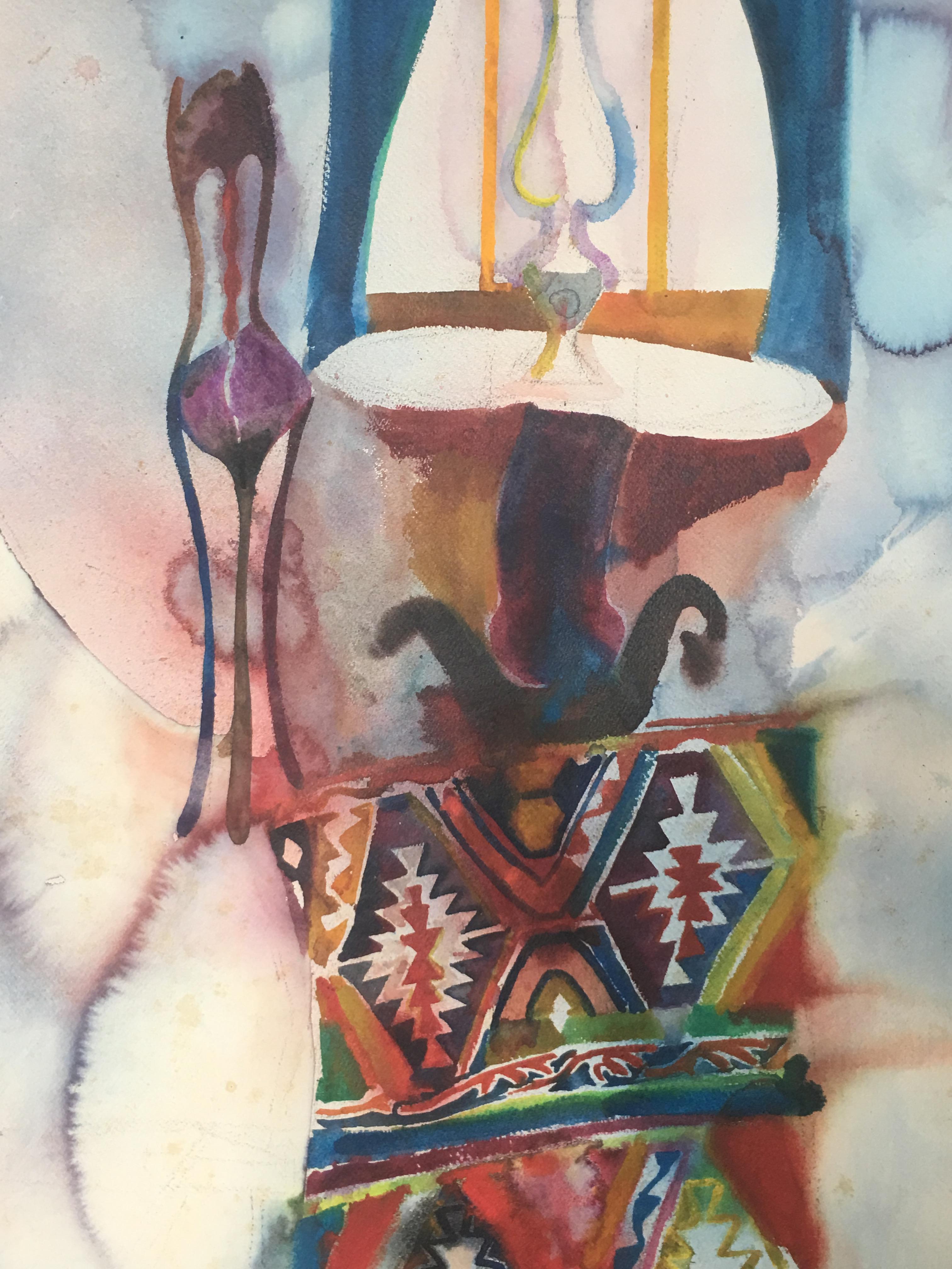 Paper Large Watercolor Painting on hand pressed paper from a 1980s California Studio